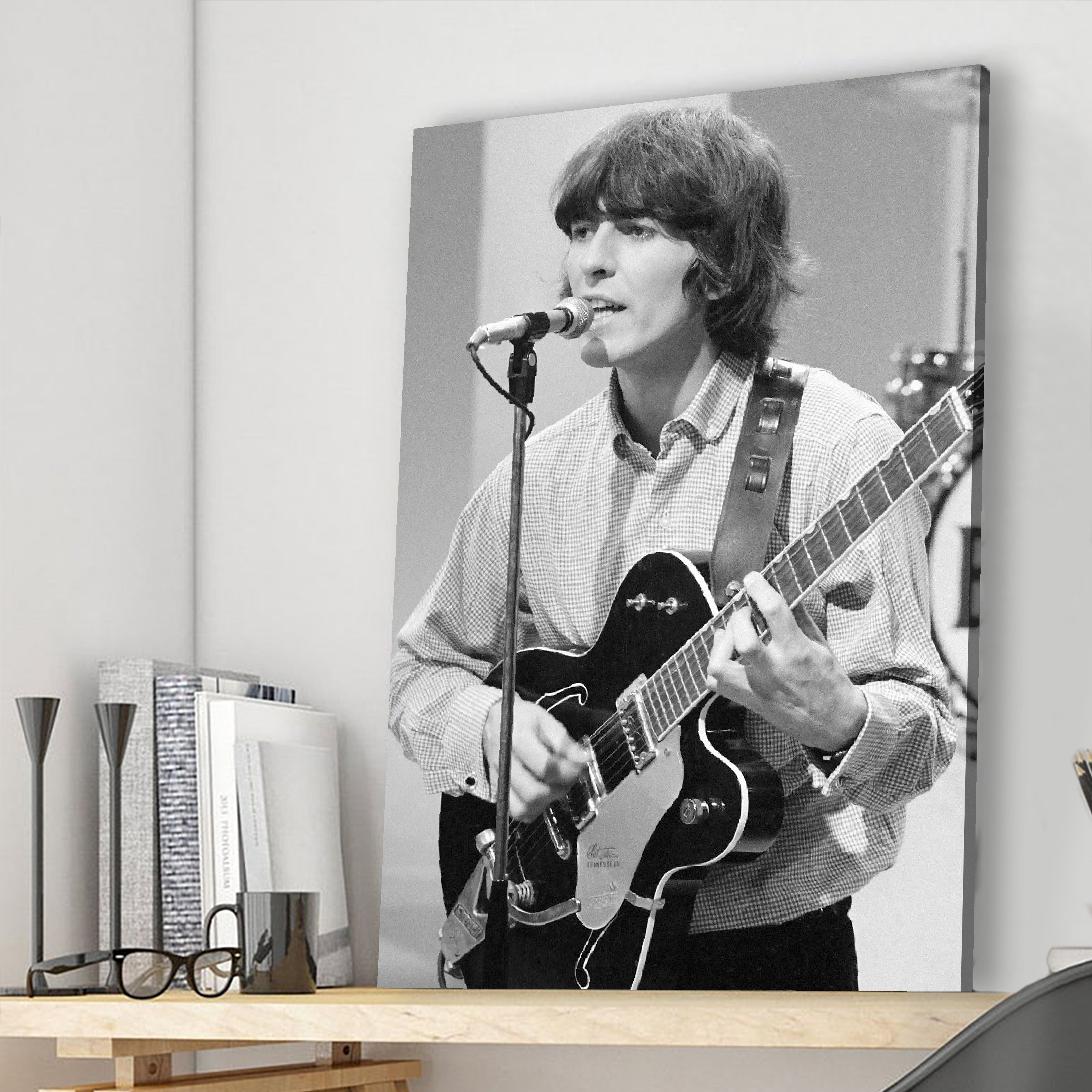 George Harrison playing his Gretsch Tennessee Rose guitar Canvas Wall Art