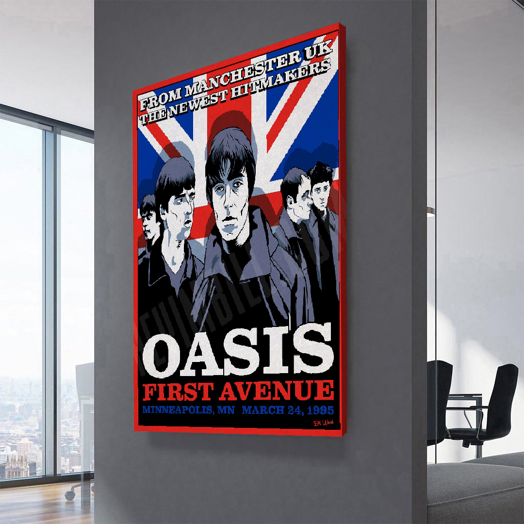 Oasis Definitely Maybe Tour 1995 Poster Canvas Wall Art