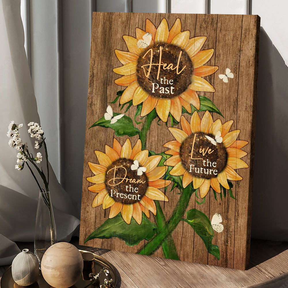 Pretty sunflower drawing, White butterfly, Heal the past, Live the future - Jesus Portrait Canvas Prints, Christian Wall Art
