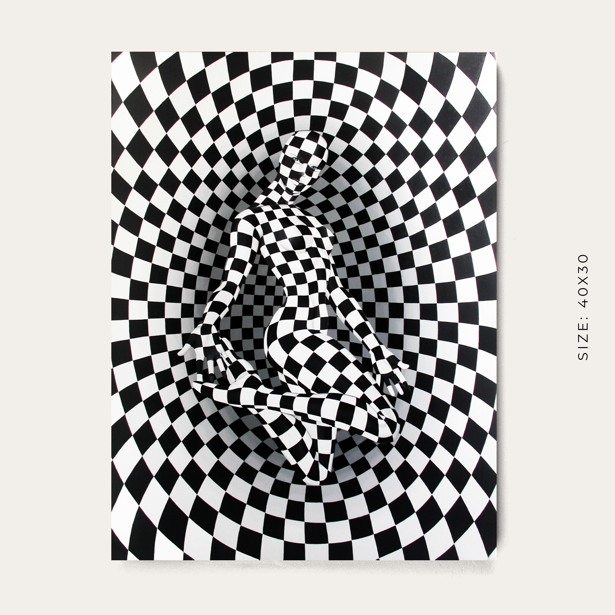 Checkerboard Optical Illusion Canvas Wall Art
