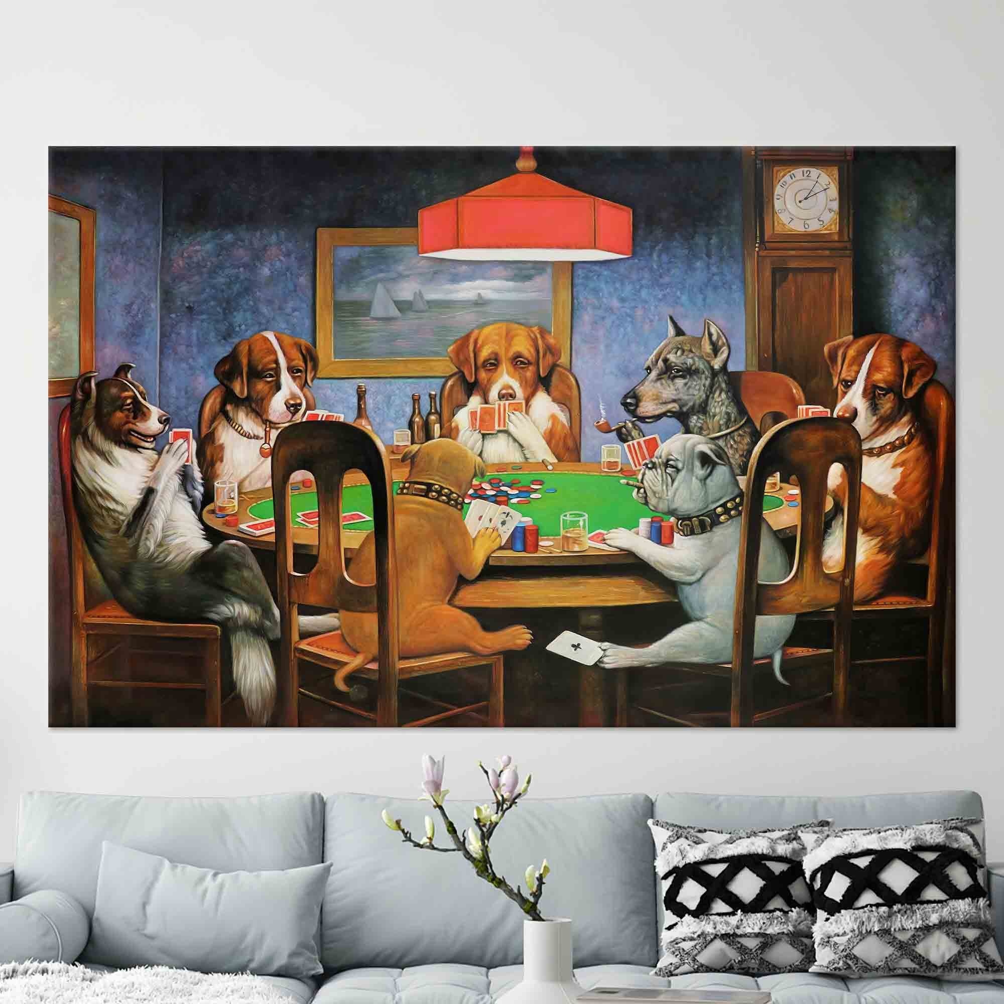 Dogs Playing Poker by Cassius Marcellus Coolidge Canvas Wall Art