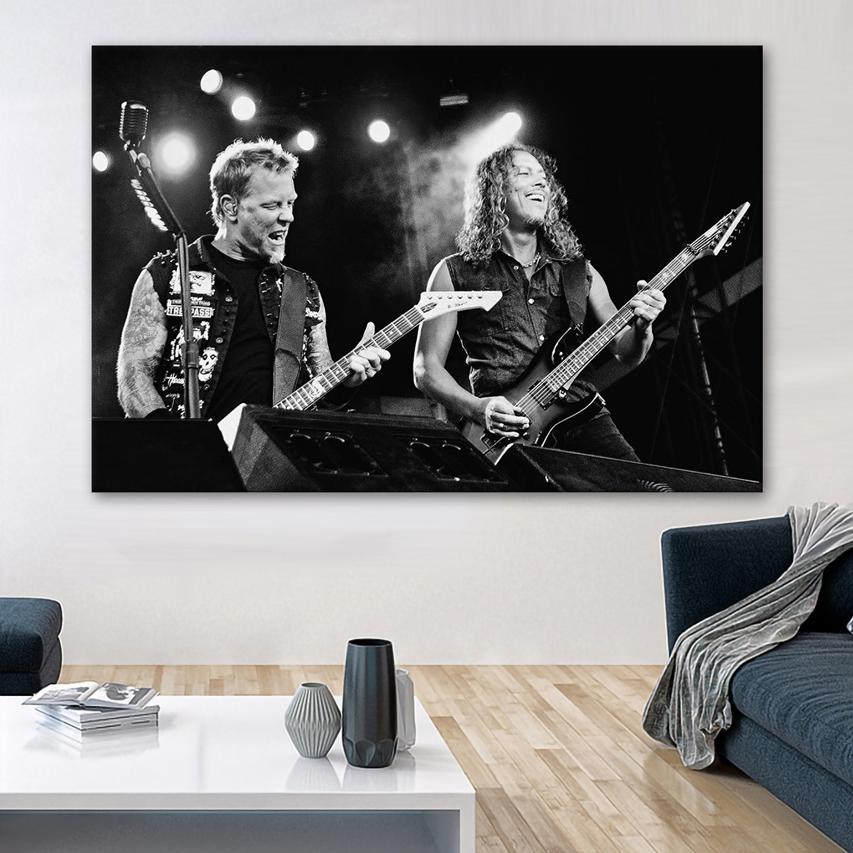Metallica James Hetfield and Kirk Hammett Guitar Solo Canvas Wall Art