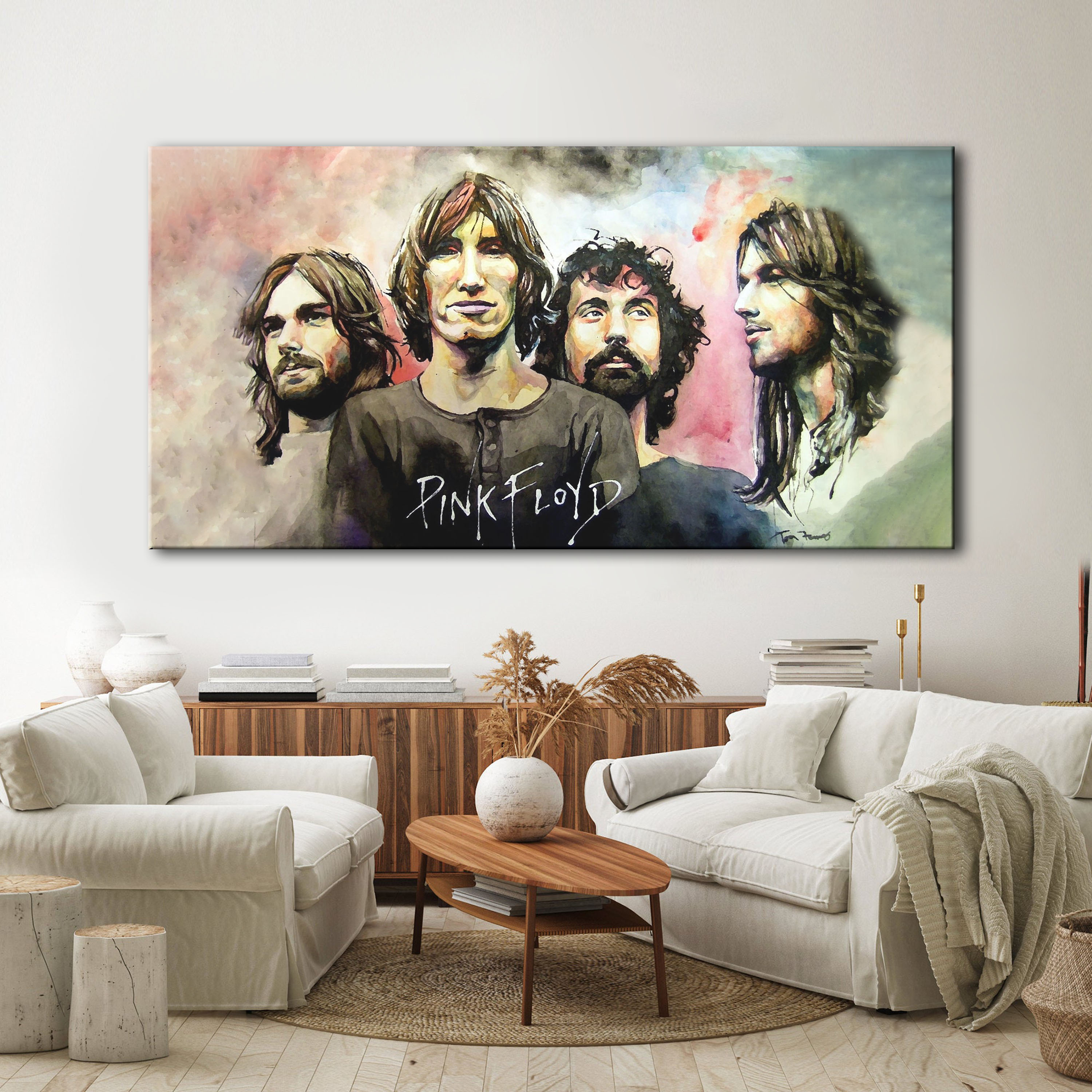 Pink Floyd Comic Style Painting Canvas Wall Art