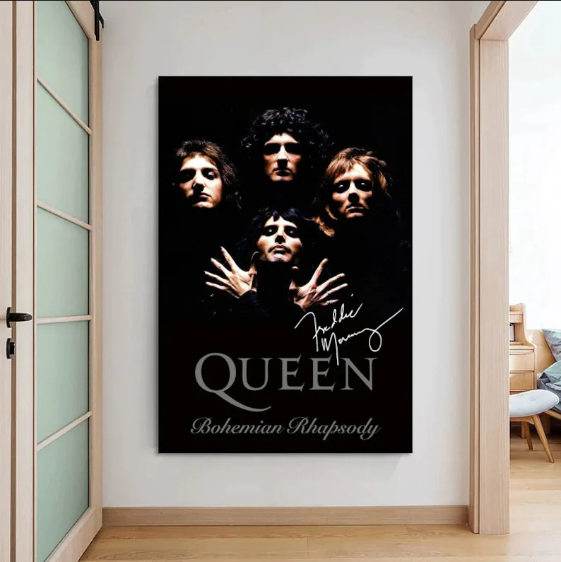 Queen Bohemian Rhapsody Poster signed by Freddie Mercury Canvas Wall Art
