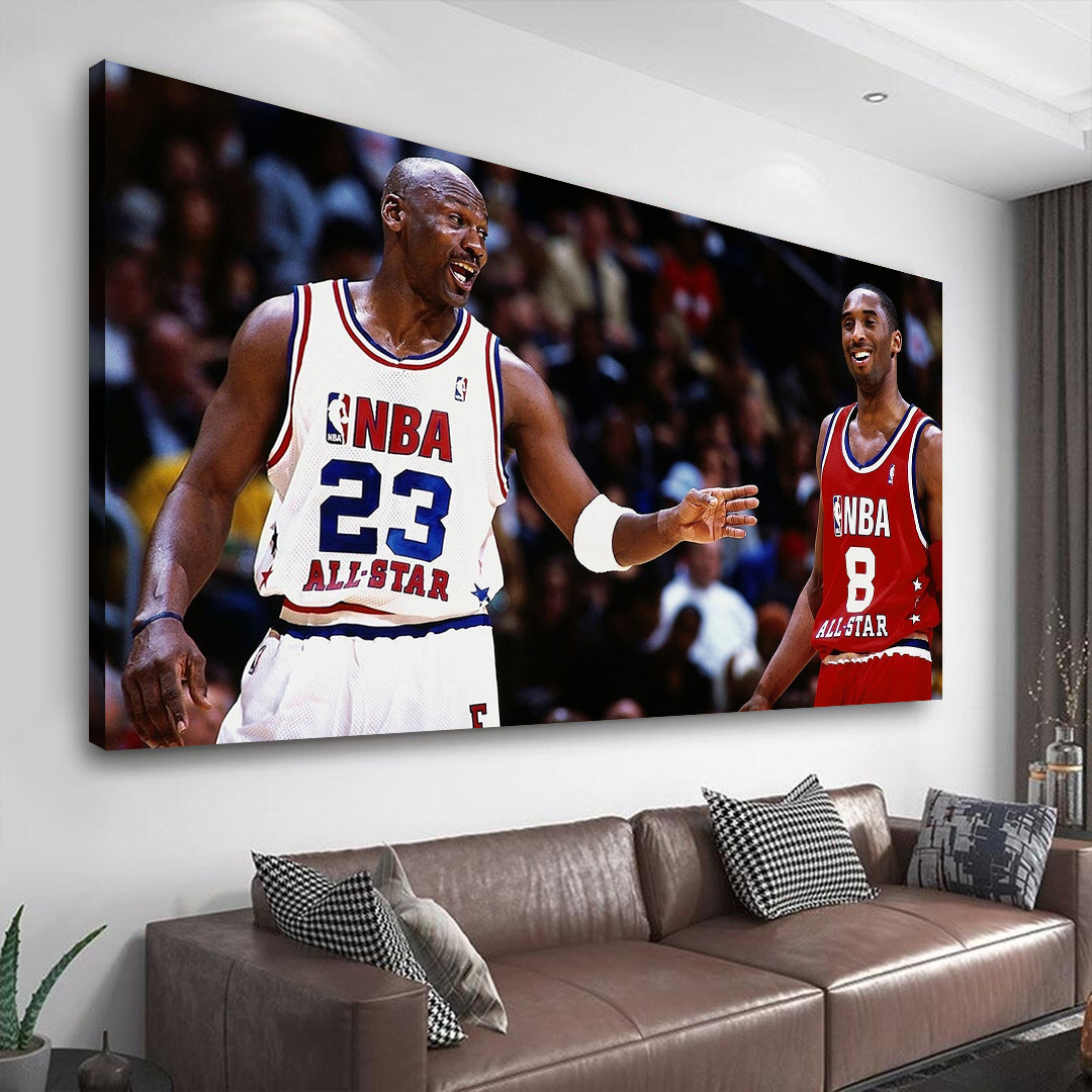 Michael Jordan and Kobe Bryant in 2003 All-Star Game Canvas Wall Art