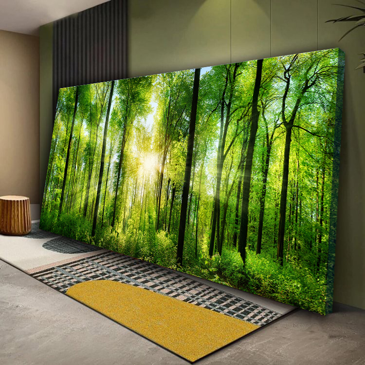 Morning Sunrise Green Trees Landscape Canvas Wall Art