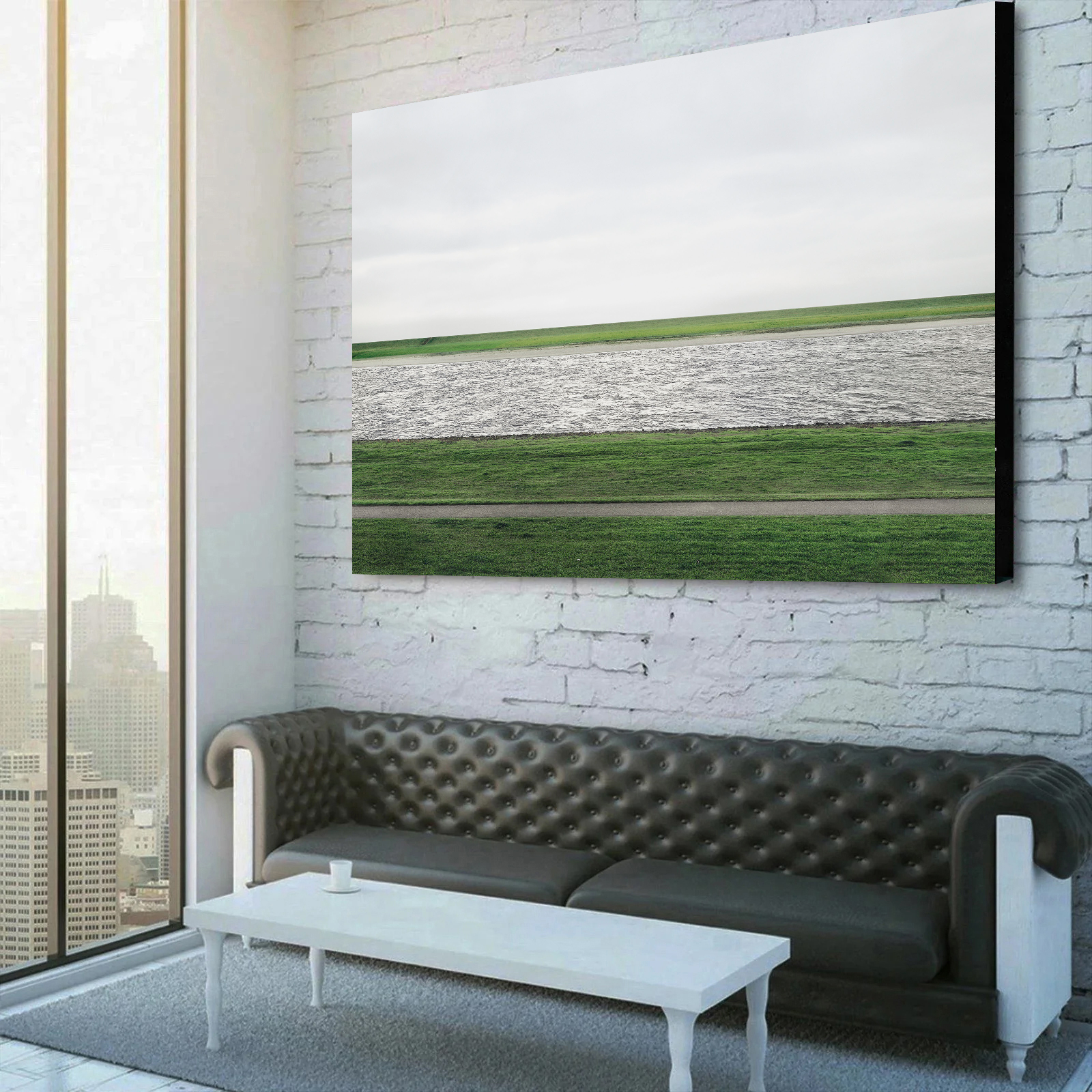 Rhein II by Andreas Gursky Canvas Wall Art