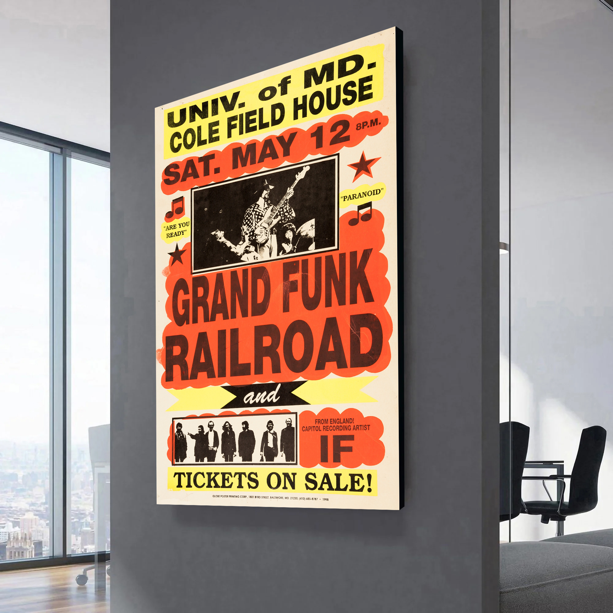 1973 Grand Funk Railroad Cole Field House Concert Canvas Wall Art