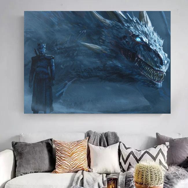 Game of Thrones Night King and Dragon Viserion Canvas Wall Art