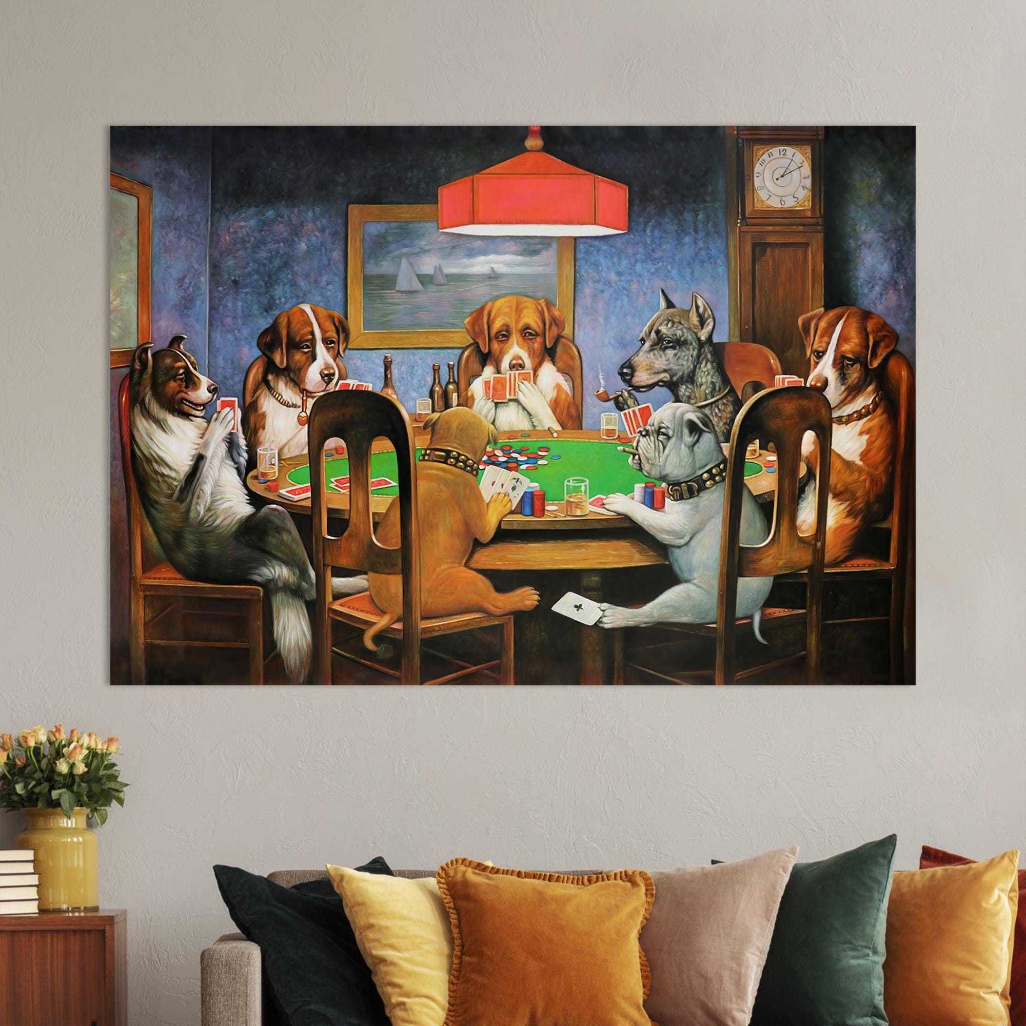 Dogs Playing Poker by Cassius Marcellus Coolidge Canvas Wall Art