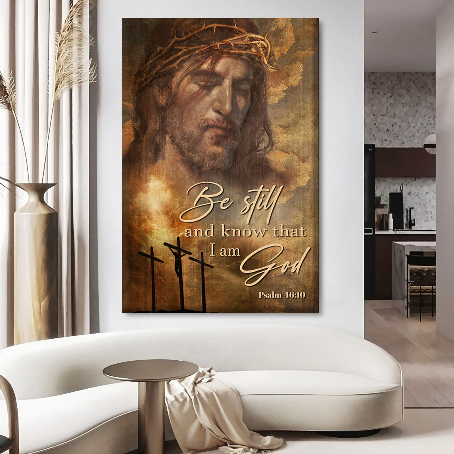 Jesus painting, Beautiful sky, The rugged crosses, Be still and know that I am God - Jesus Portrait Canvas Prints, Christian Wall Art