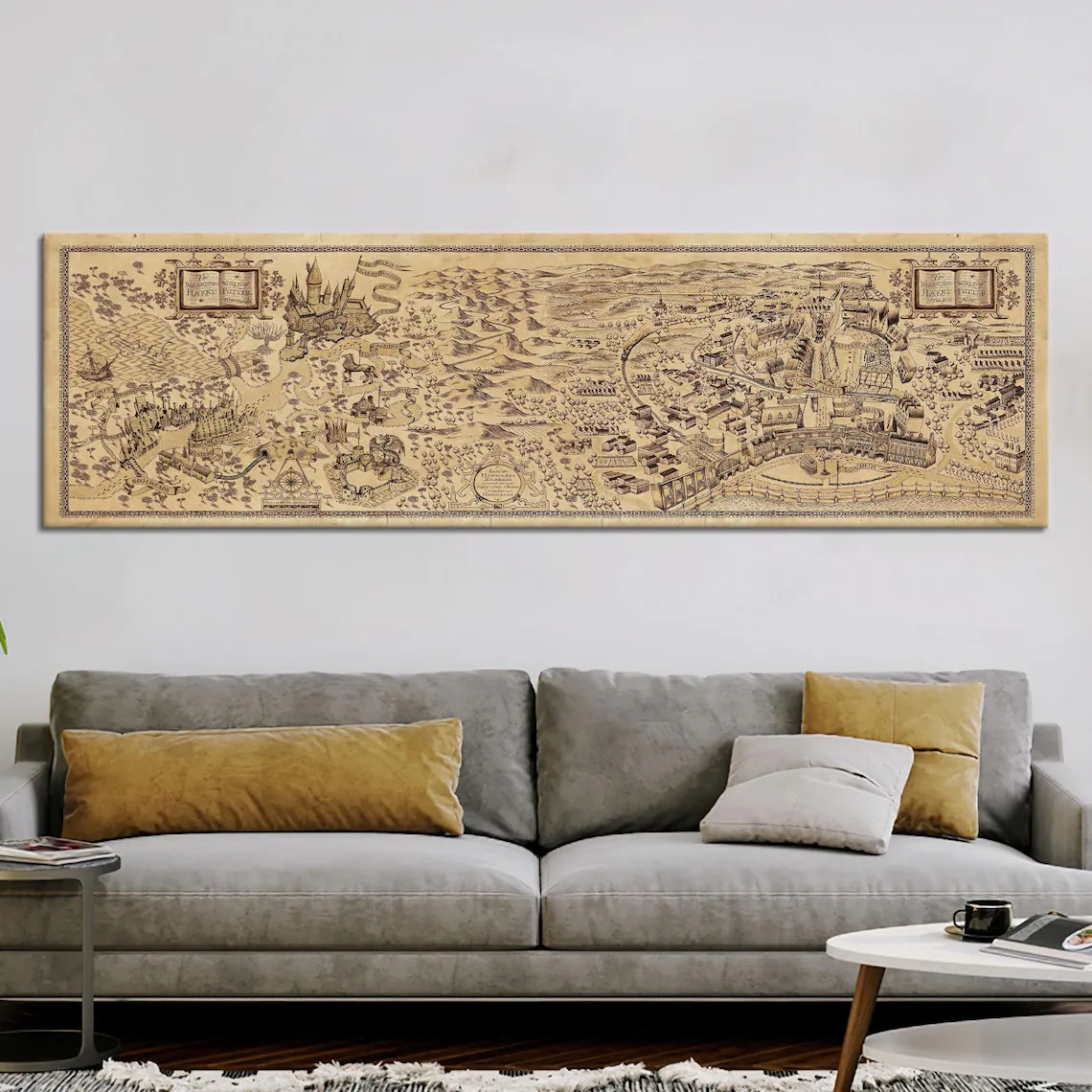 Harry Potter Hogsmeade and the New Diagon Alley Marauder's Map Canvas Wall Art