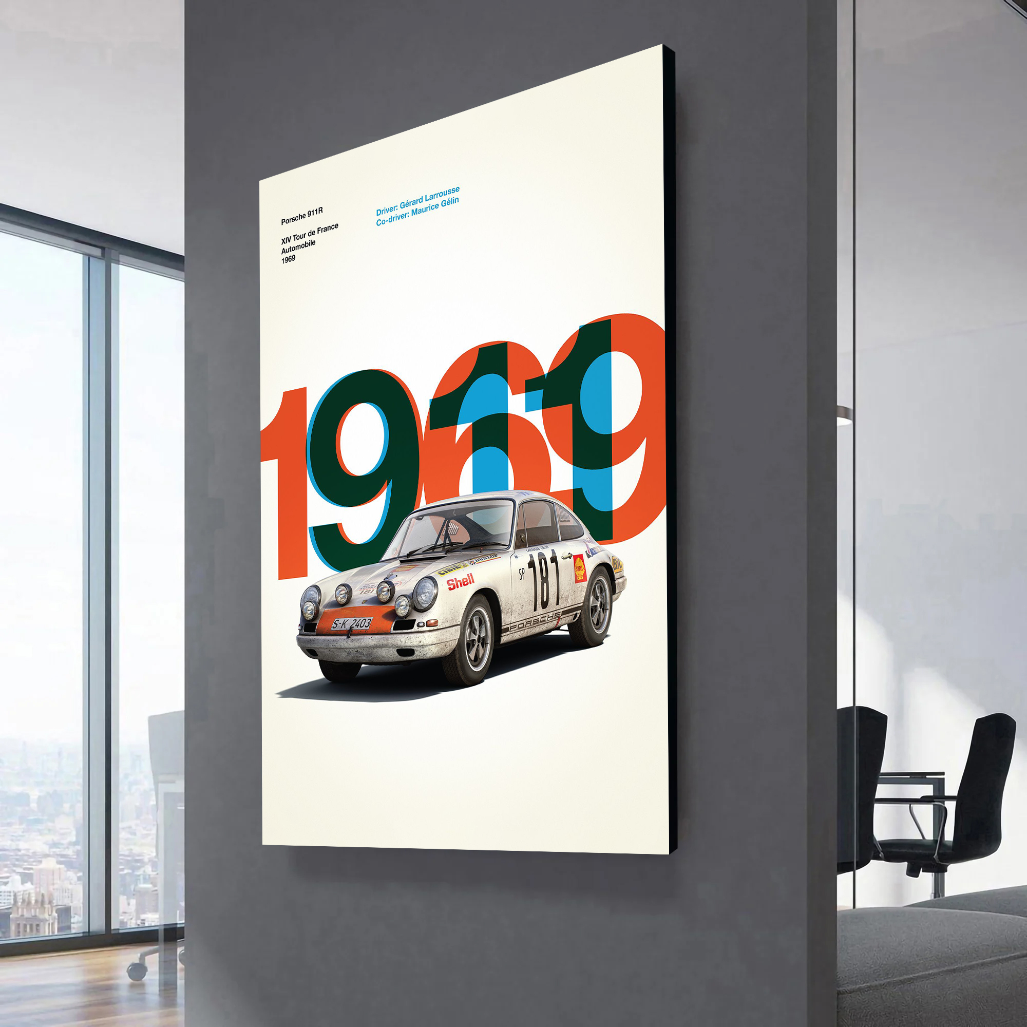 Porsche 911R Winner Tour de France 1969 Canvas Wall Art