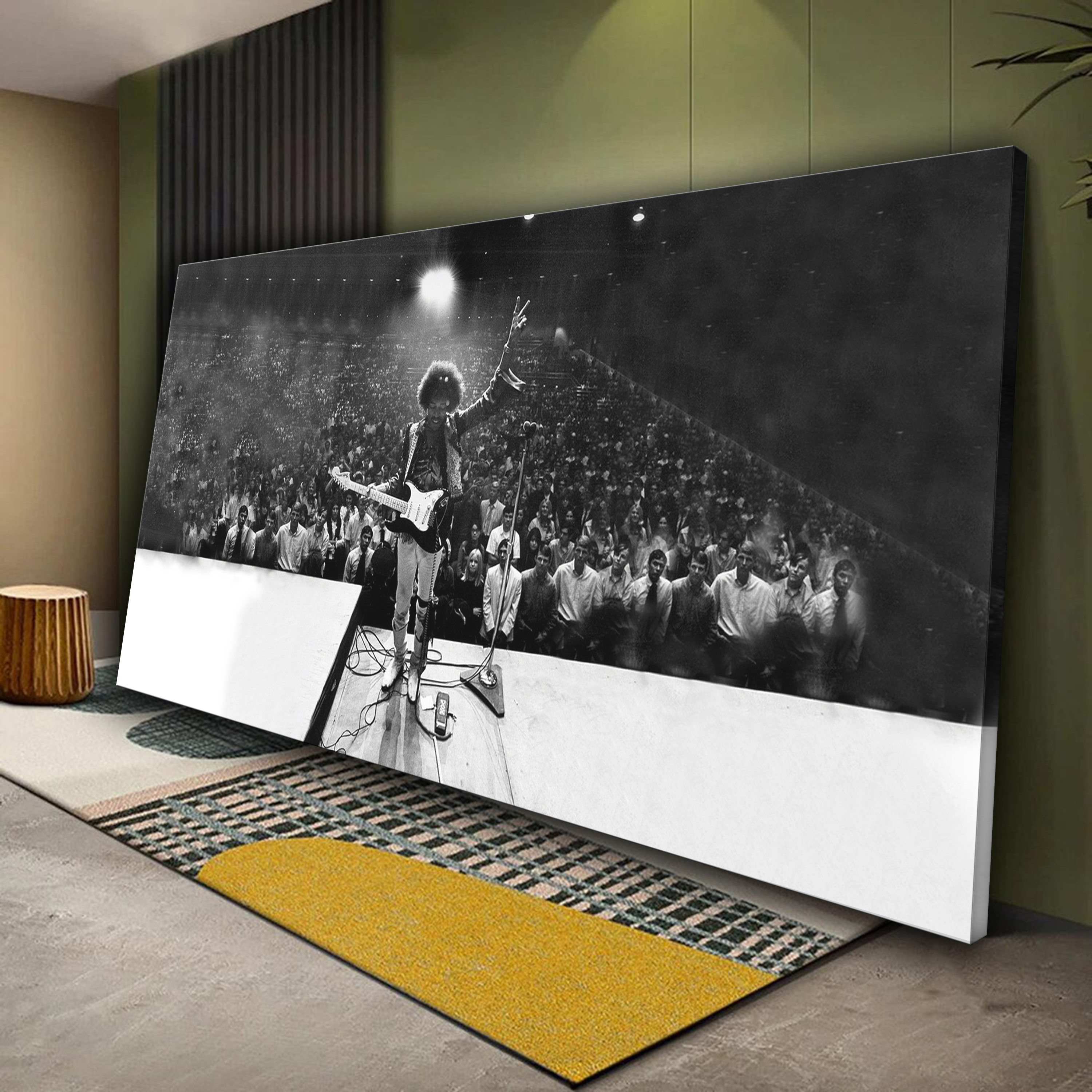 Jimi Hendrix on stage at the Civic Auditorium in California Canvas wall art