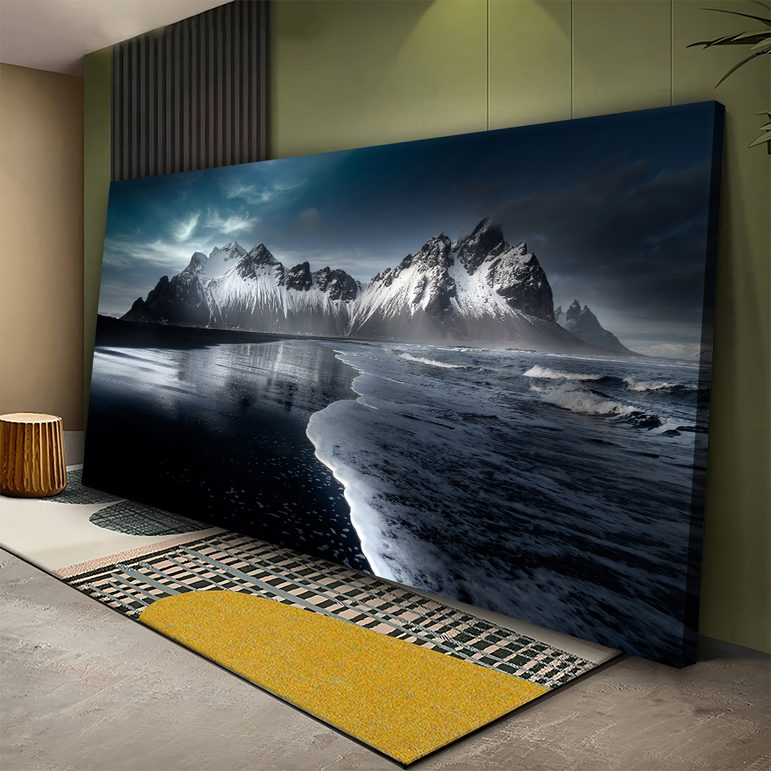 Iceland Vestrahorn and Stokksnes Beach Landscape Canvas Wall Art