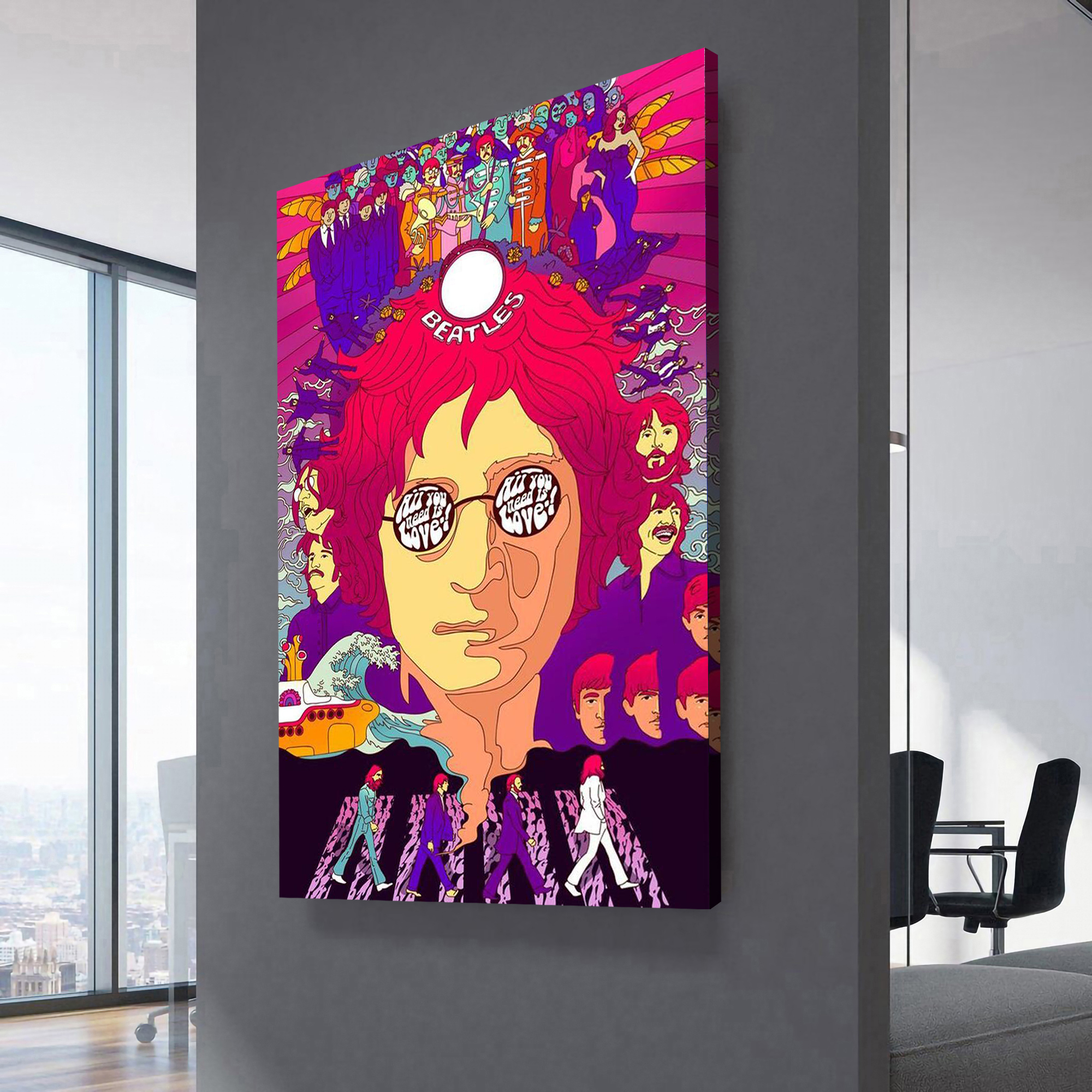 The Beatles John Lennon Psychedelic Canvas Wall Art