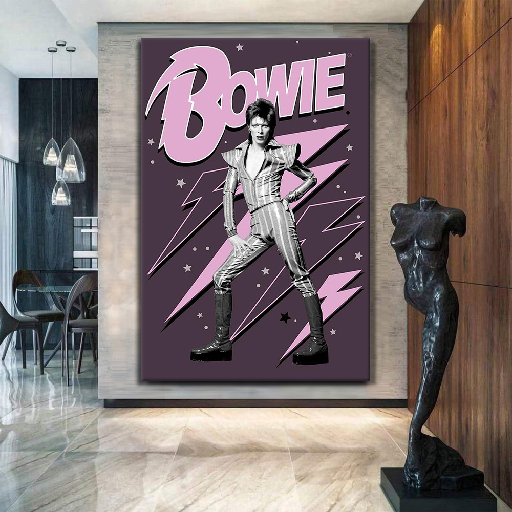 David Bowie Pink Lightning Bolts Ziggy Stardust Canvas Wall Art