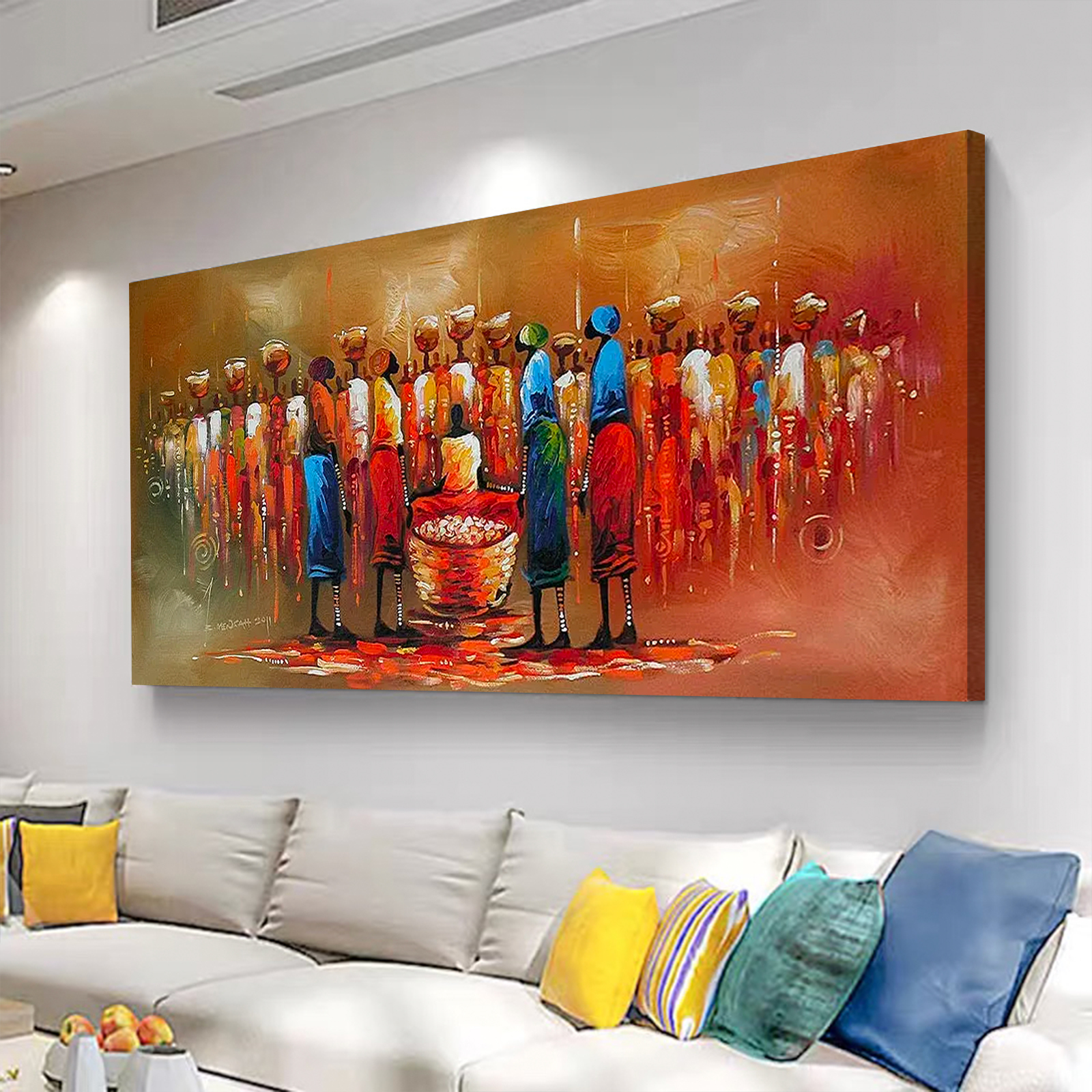 Africa Market Center Canvas Wall Art
