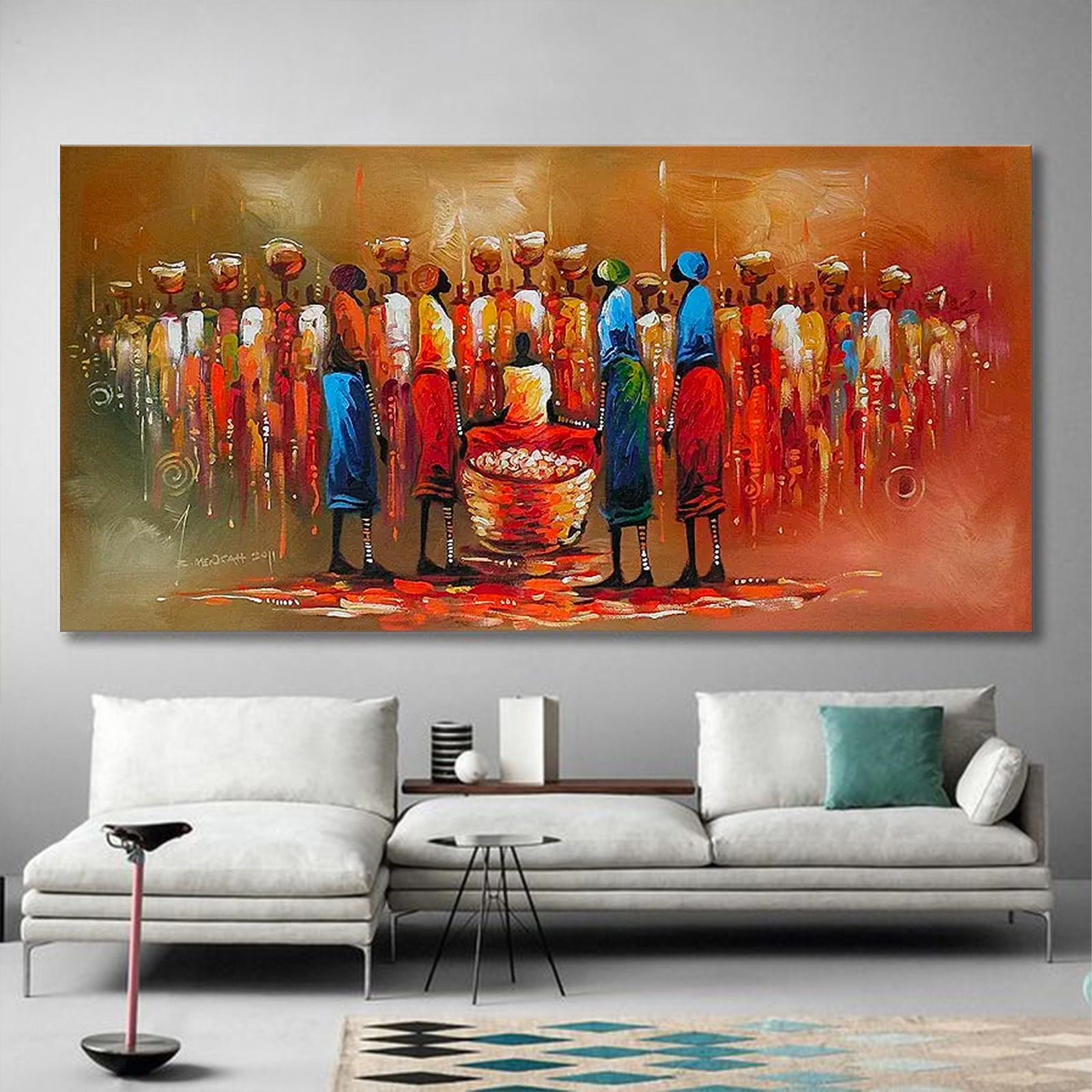 Africa Market Center Canvas Wall Art