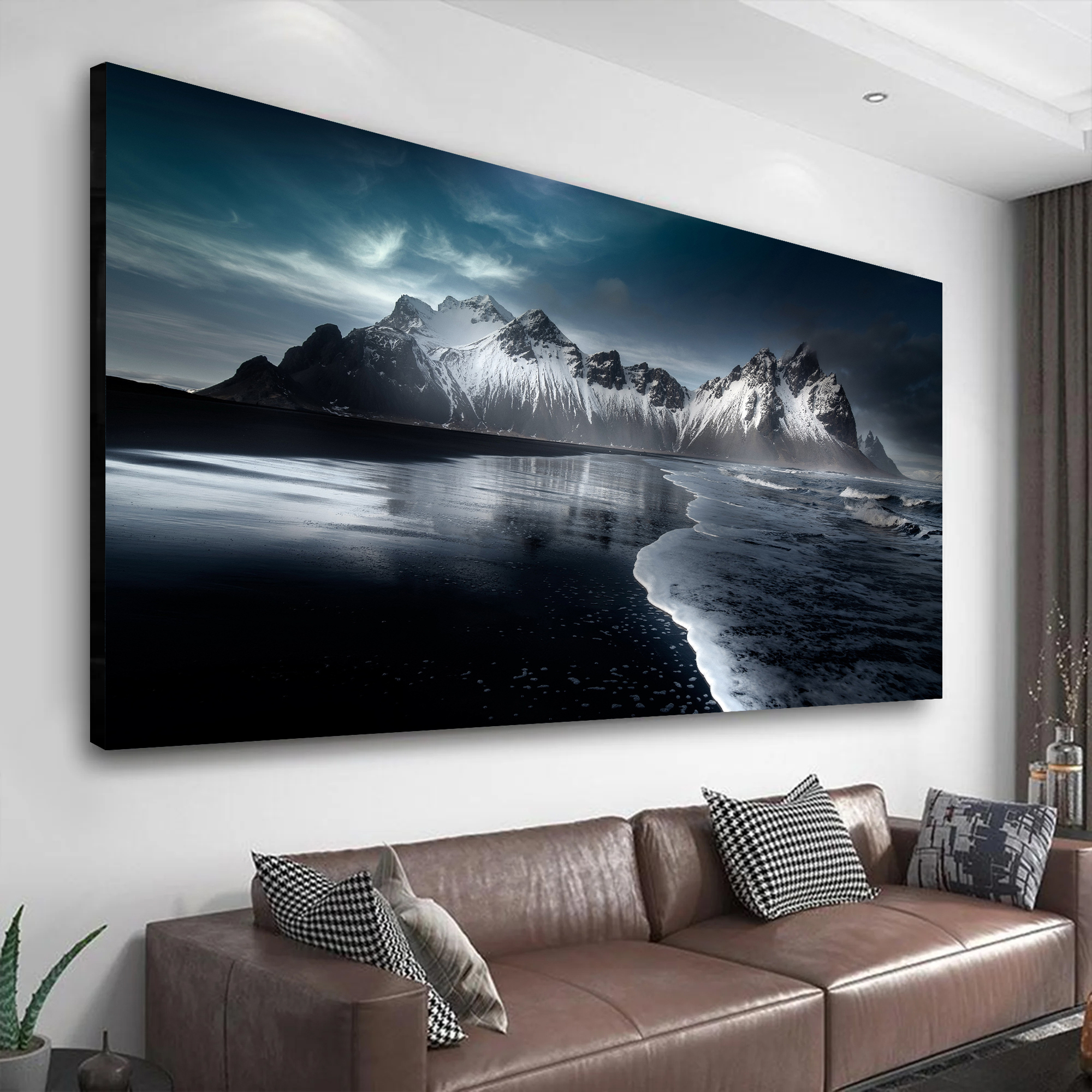 Iceland Vestrahorn and Stokksnes Beach Landscape Canvas Wall Art