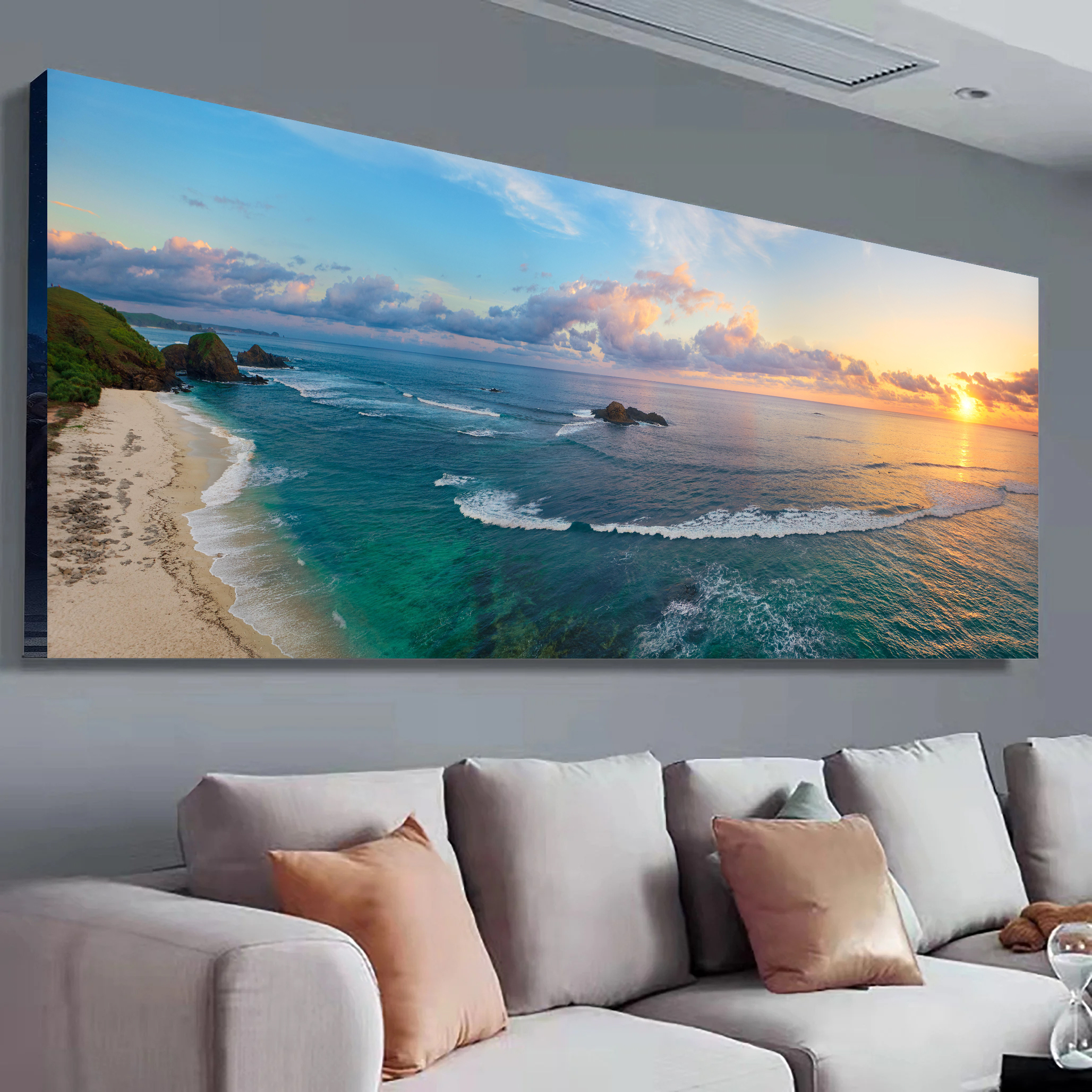 Sunset on Sanur Beach in Lombok Indonesia Canvas Wall Art
