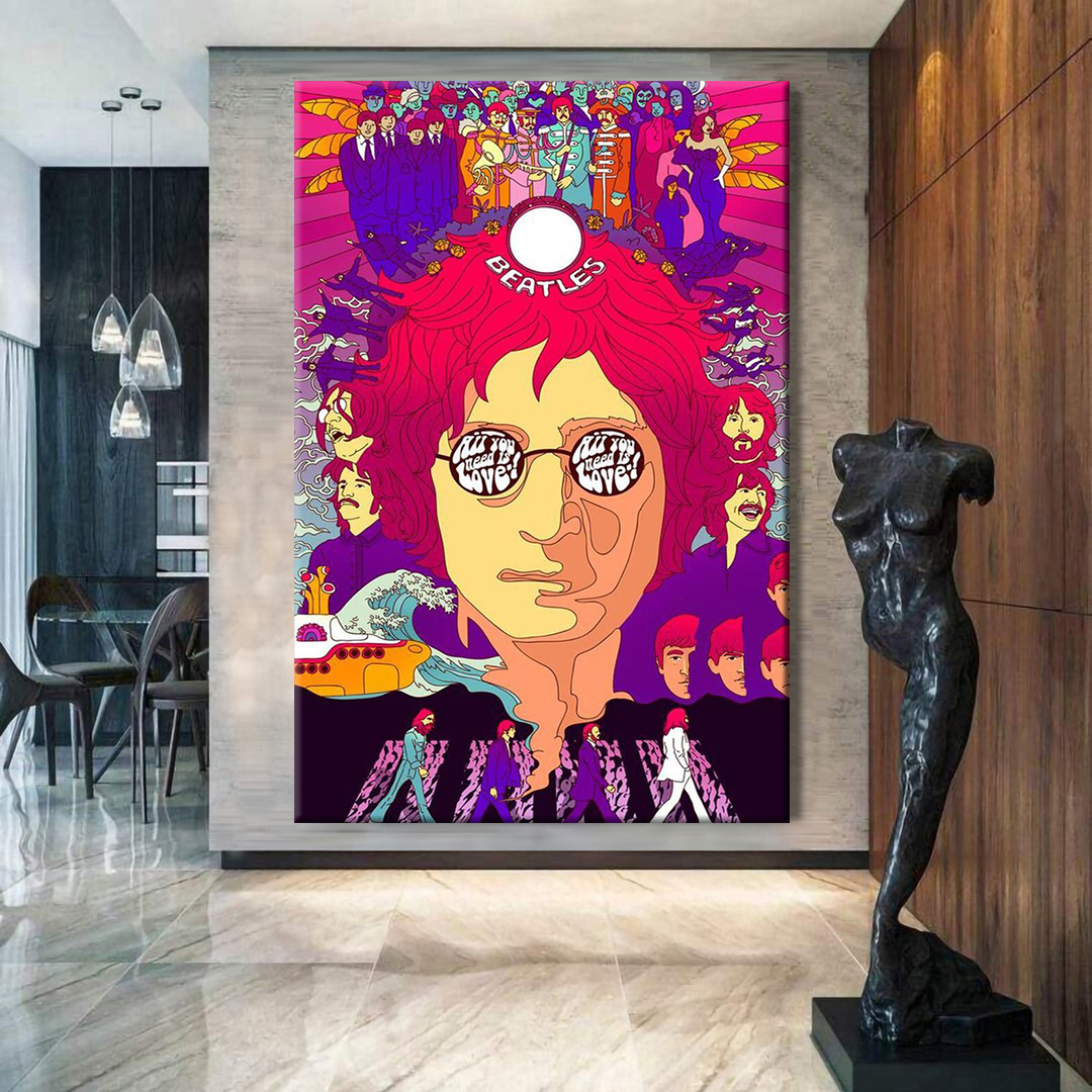 The Beatles John Lennon Psychedelic Canvas Wall Art