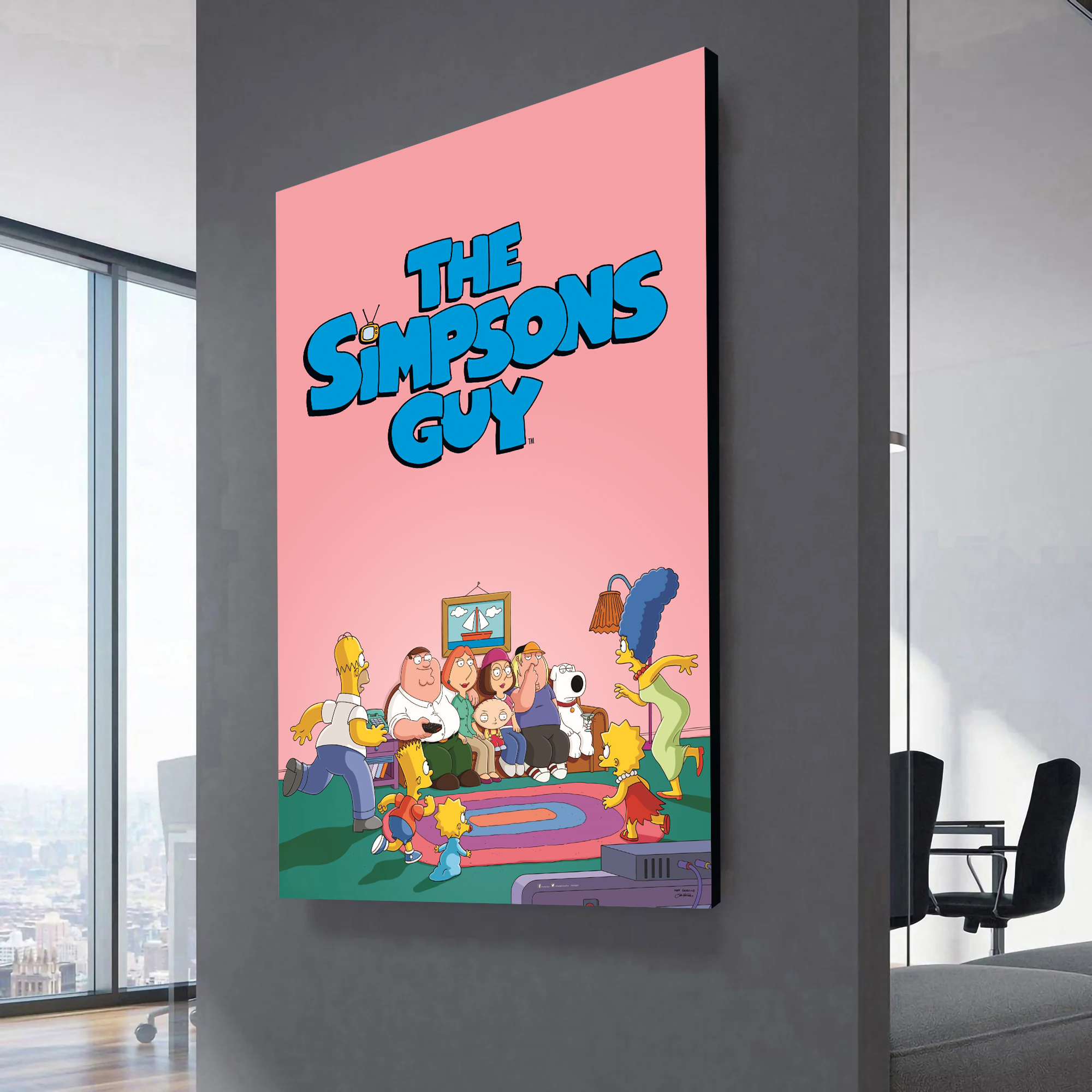 A Family Guy & The Simpsons Crossover Canvas Wall Art