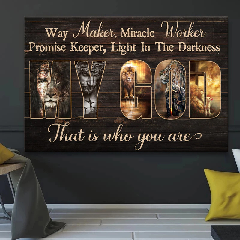 Jesus painting, Lion of Judah, Jesus is the light in the darkness - Jesus Landscape Canvas Prints, Wall Art