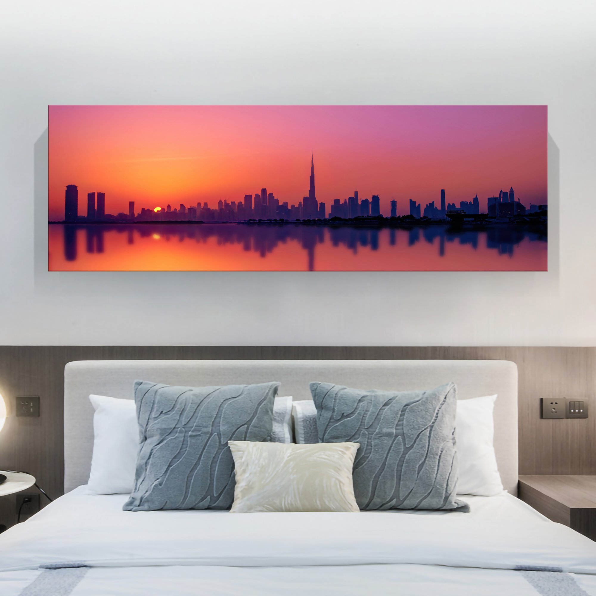 Dubai Skyline Sunset Landscape Canvas Wall Art