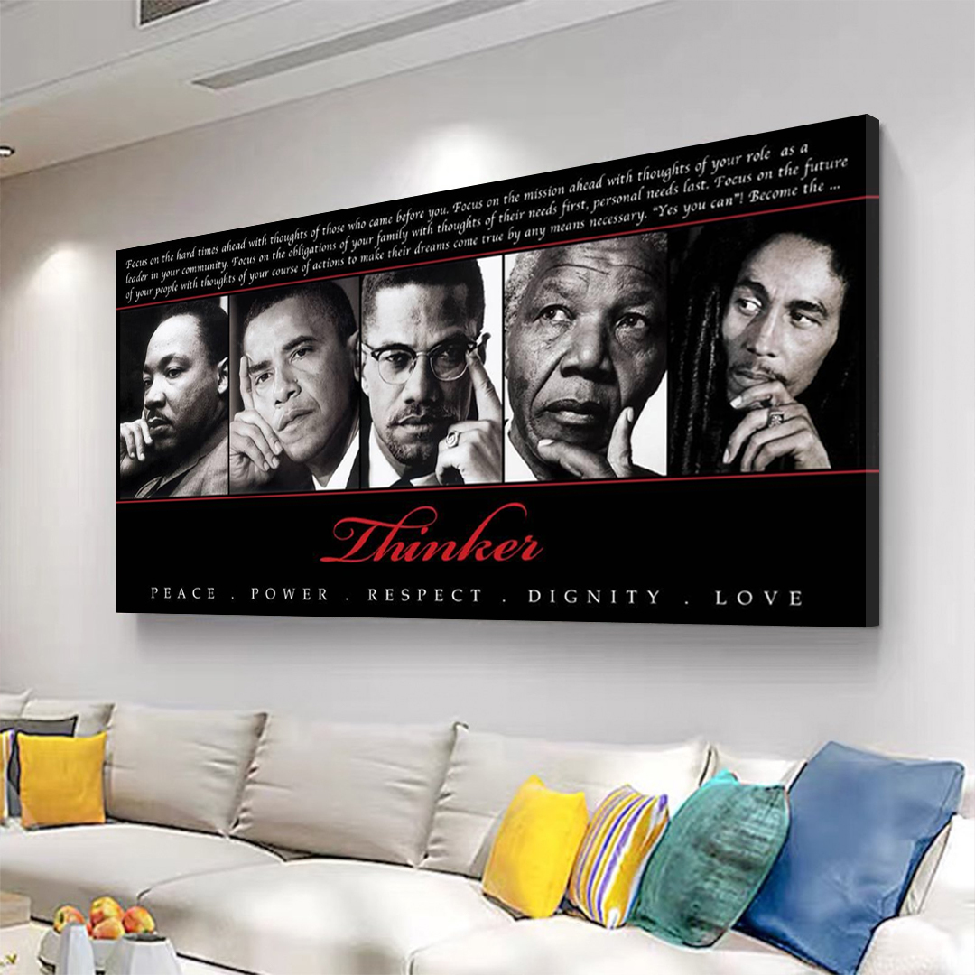 Thinker (Quintet): Peace, Power, Respect, Dignity, Love Canvas Wall Art