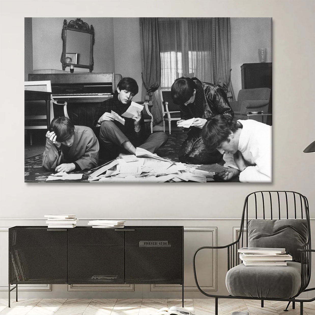 The Beatles Check Fan Mail, Paris, 1964 Canvas Wall Art
