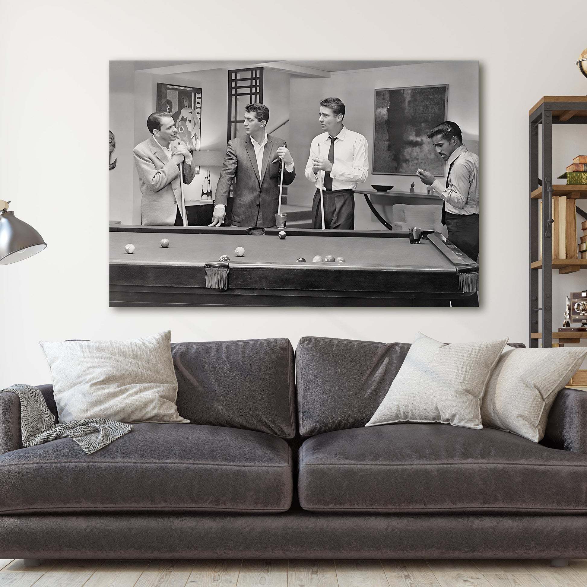 The Rat Pack Playing Pool Canvas Wall Art