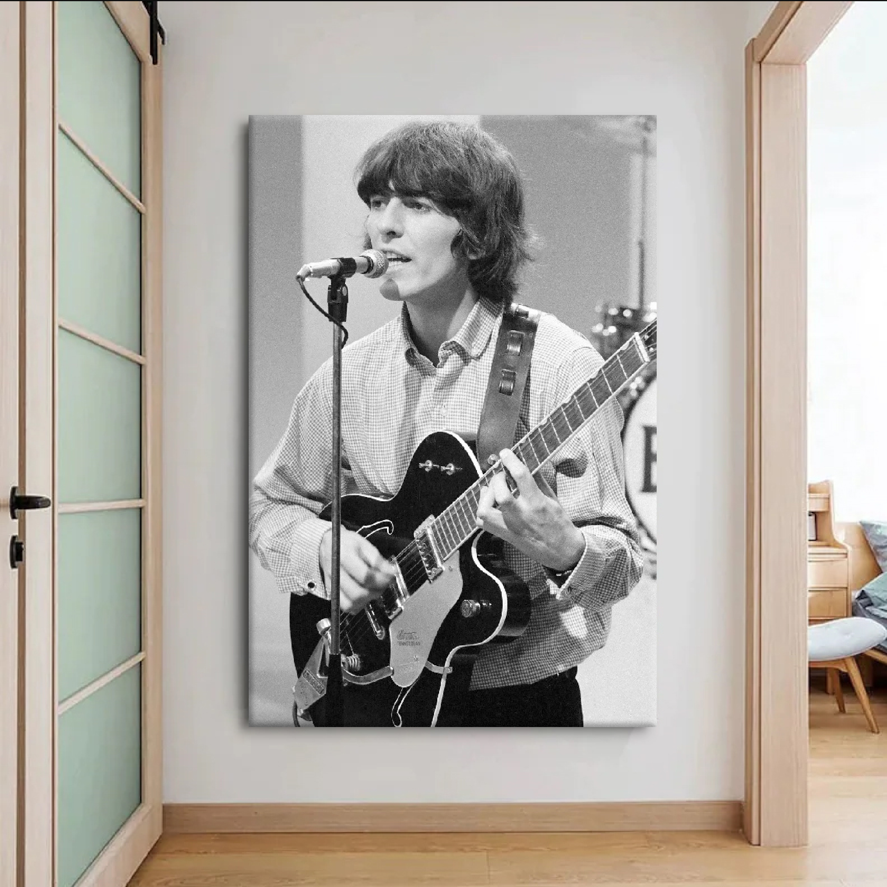 George Harrison playing his Gretsch Tennessee Rose guitar Canvas Wall Art