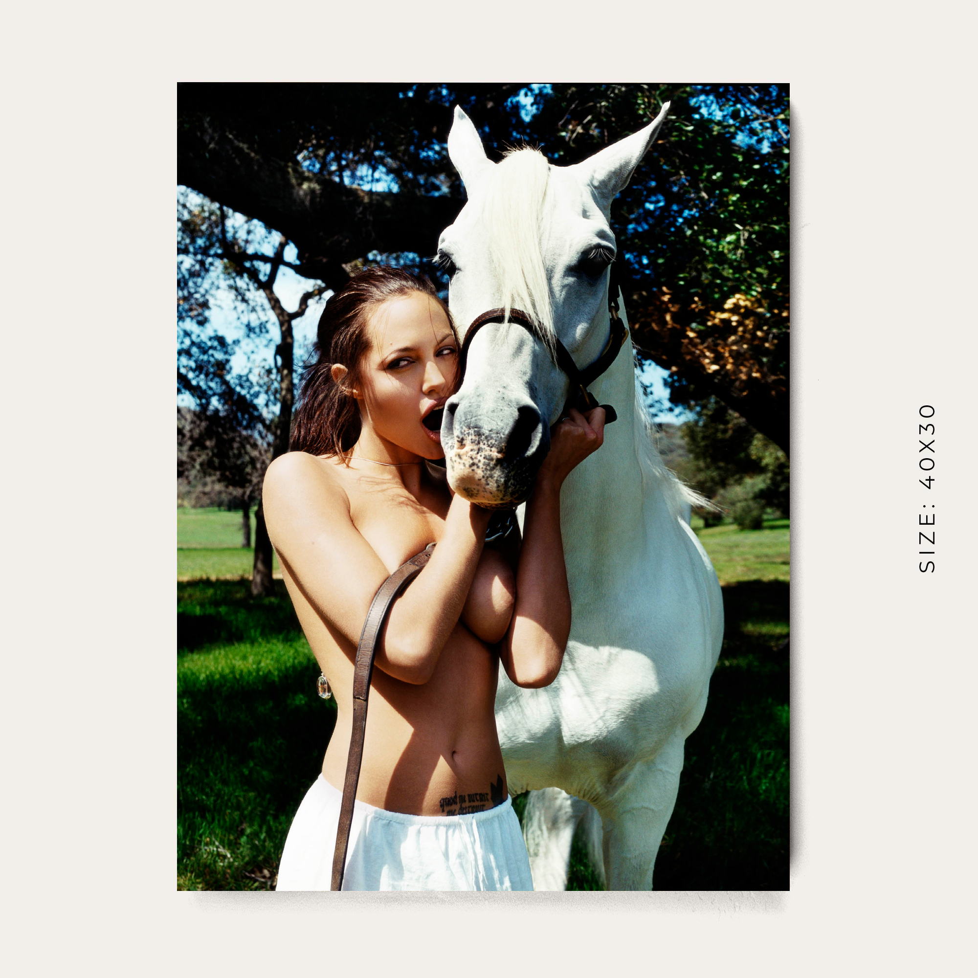 Angelina Jolie Horseplay Photoshoot by David LaChapelle Canvas Wall Art