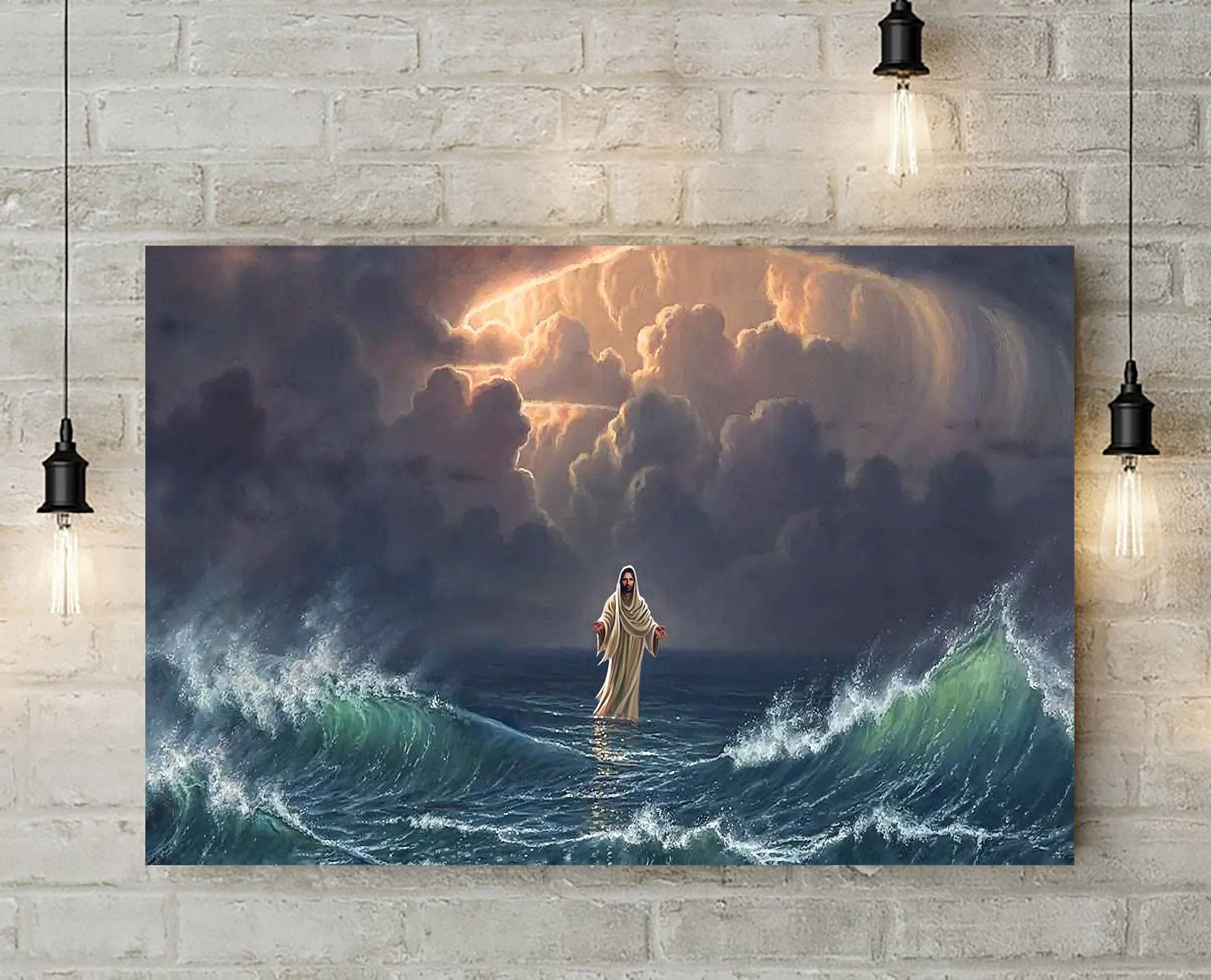 Jesus Christ Walks On Water Canvas Wall Art Print