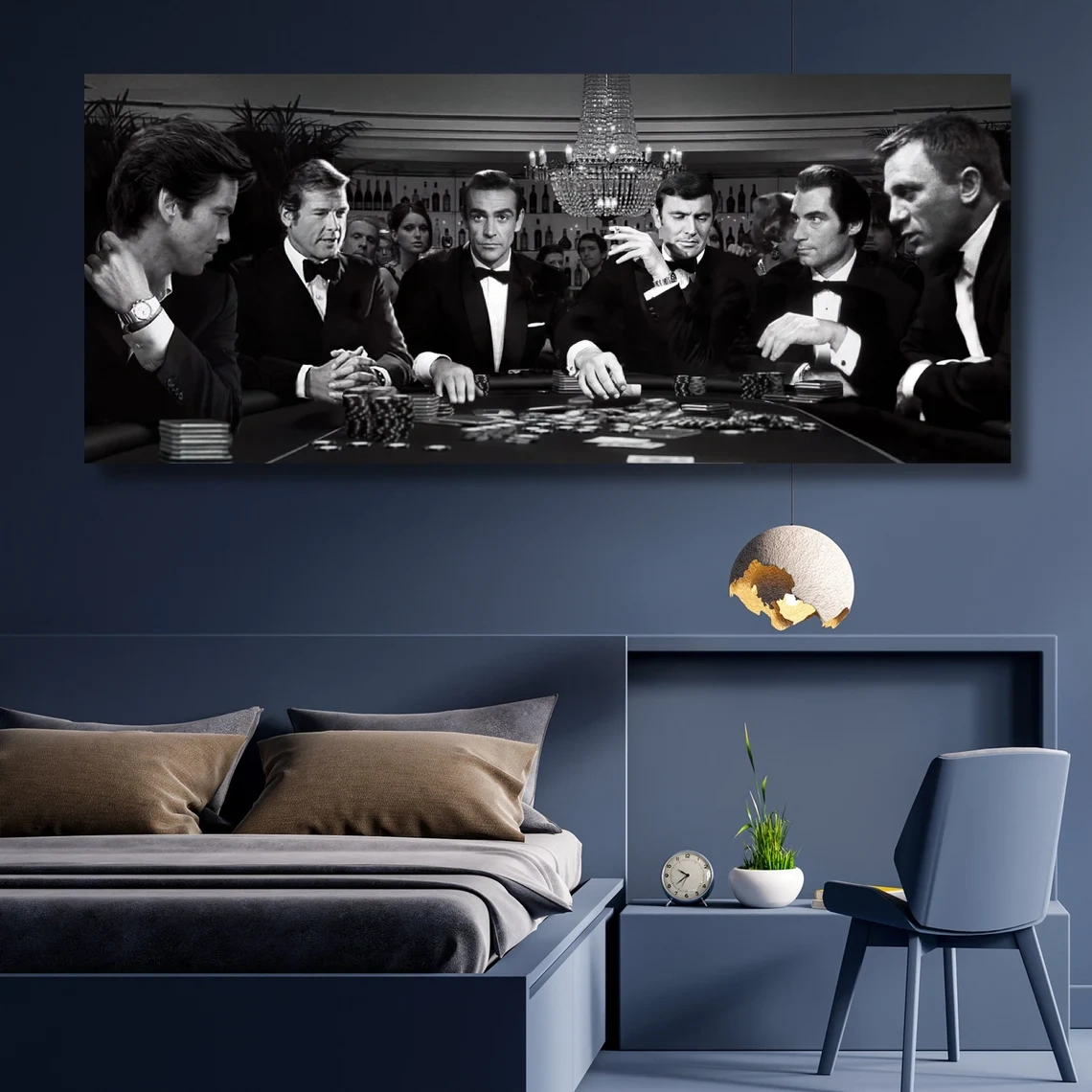 James Bonds Playing Poker Canvas Wall Art