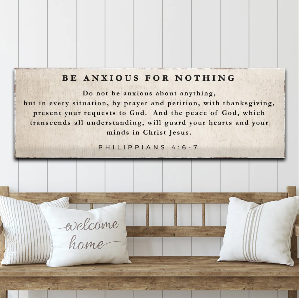 Be Anxious for Nothing Philippians 4:6-7 Scripture Canvas Wall Art