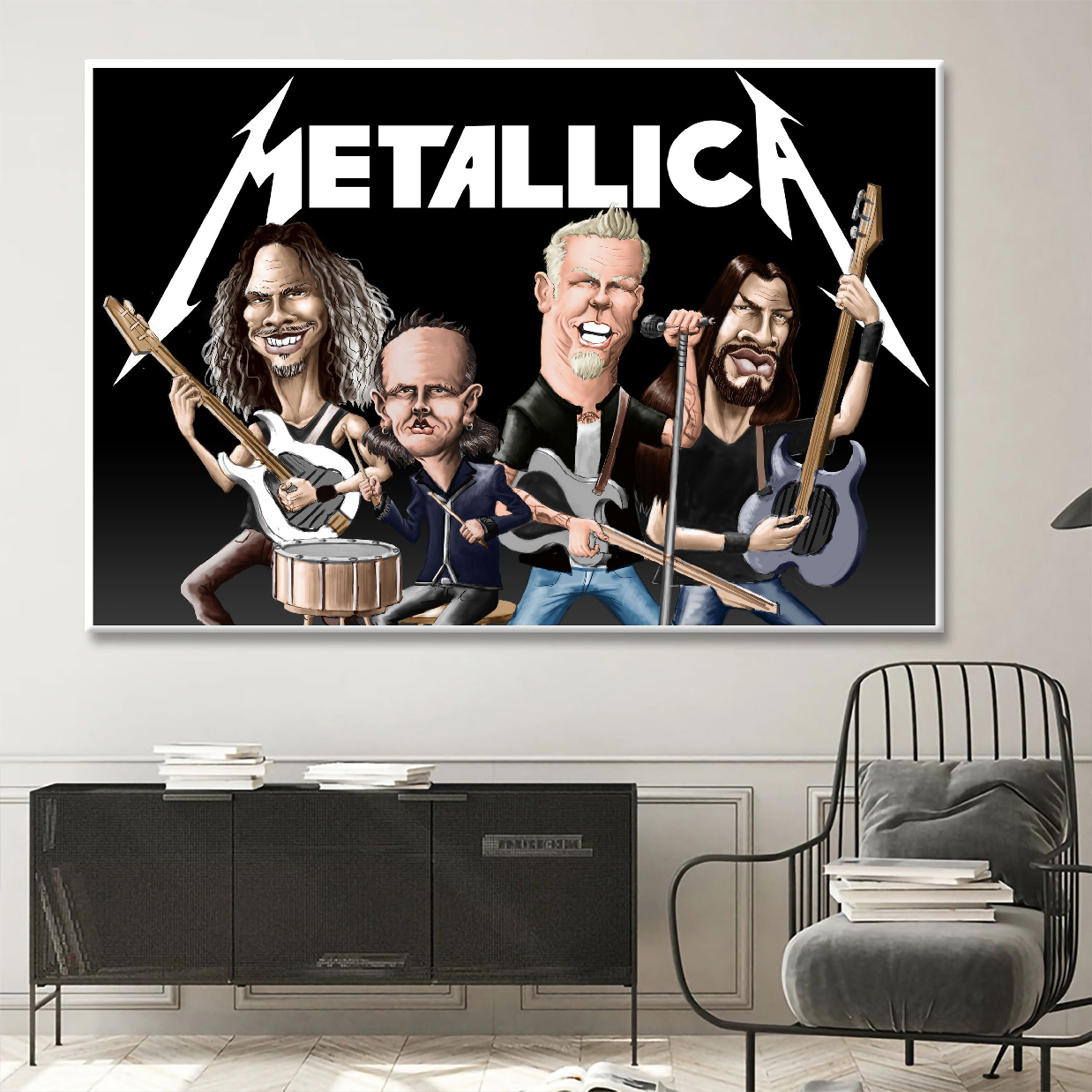 Metallica Cartoons Caricatures Canvas Wall Art