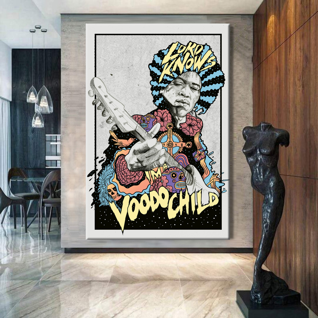 Jimi Hendrix : Voodoo Child Poster Canvas Wall Art