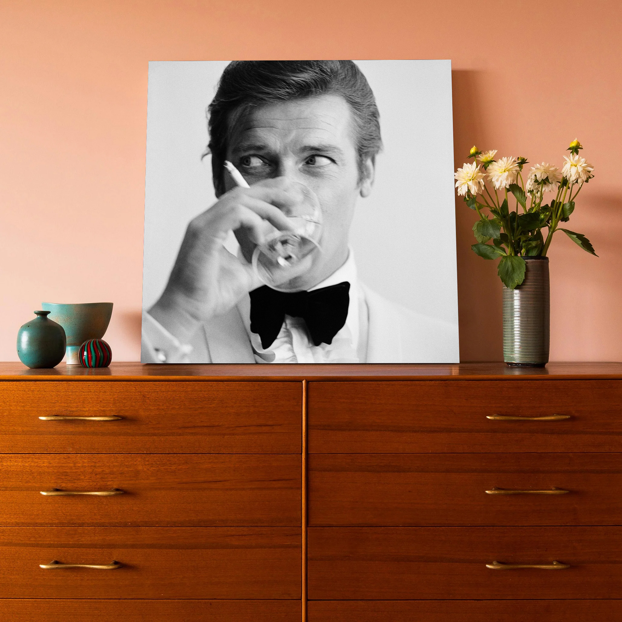 Shaken Not Stirred Roger Moore Downs Martini Canvas Wall Art