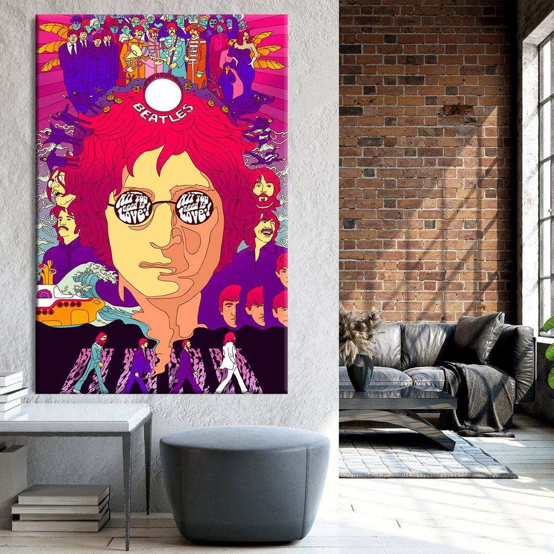 The Beatles John Lennon Psychedelic Canvas Wall Art