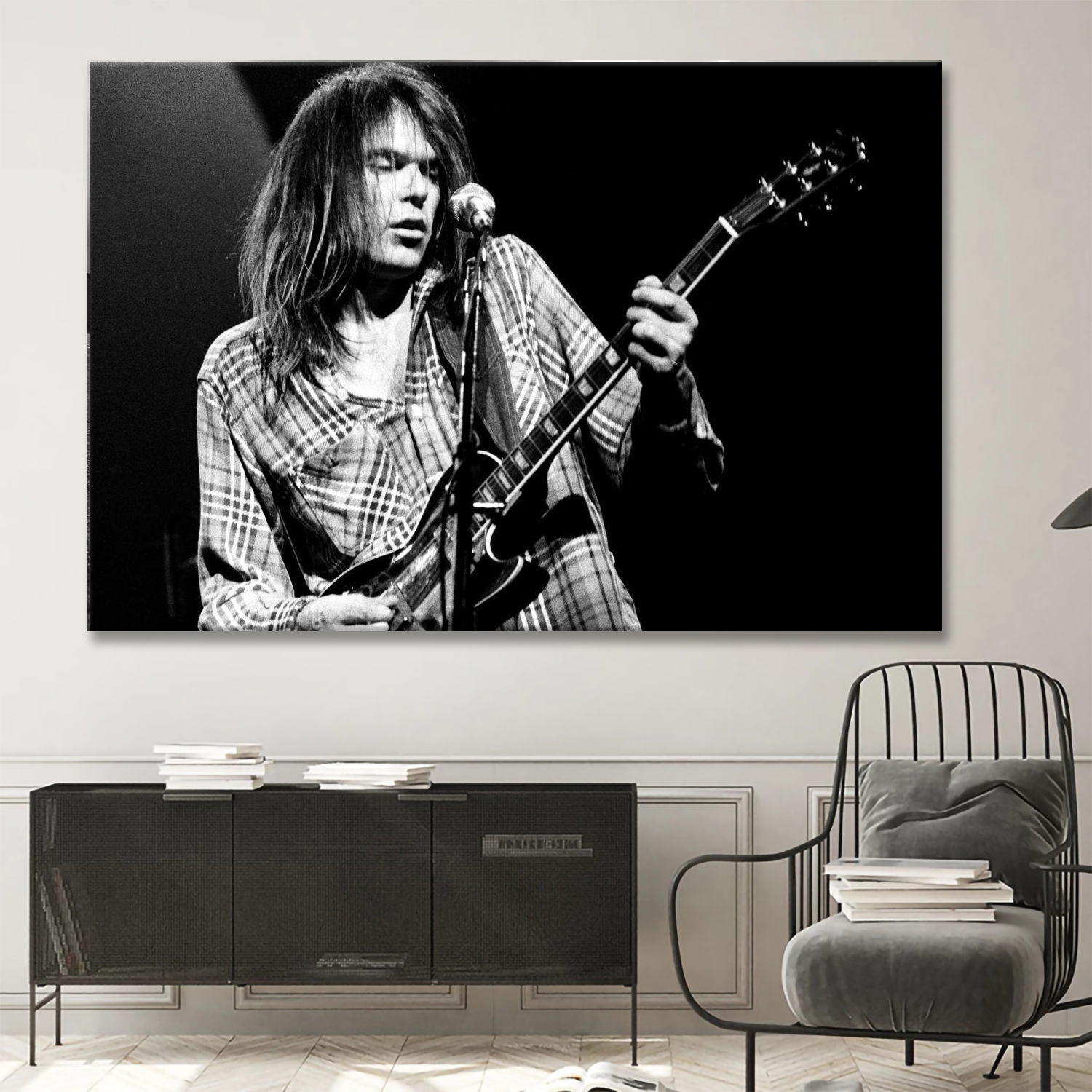 Neil Young performs on stage Canvas Wall Art