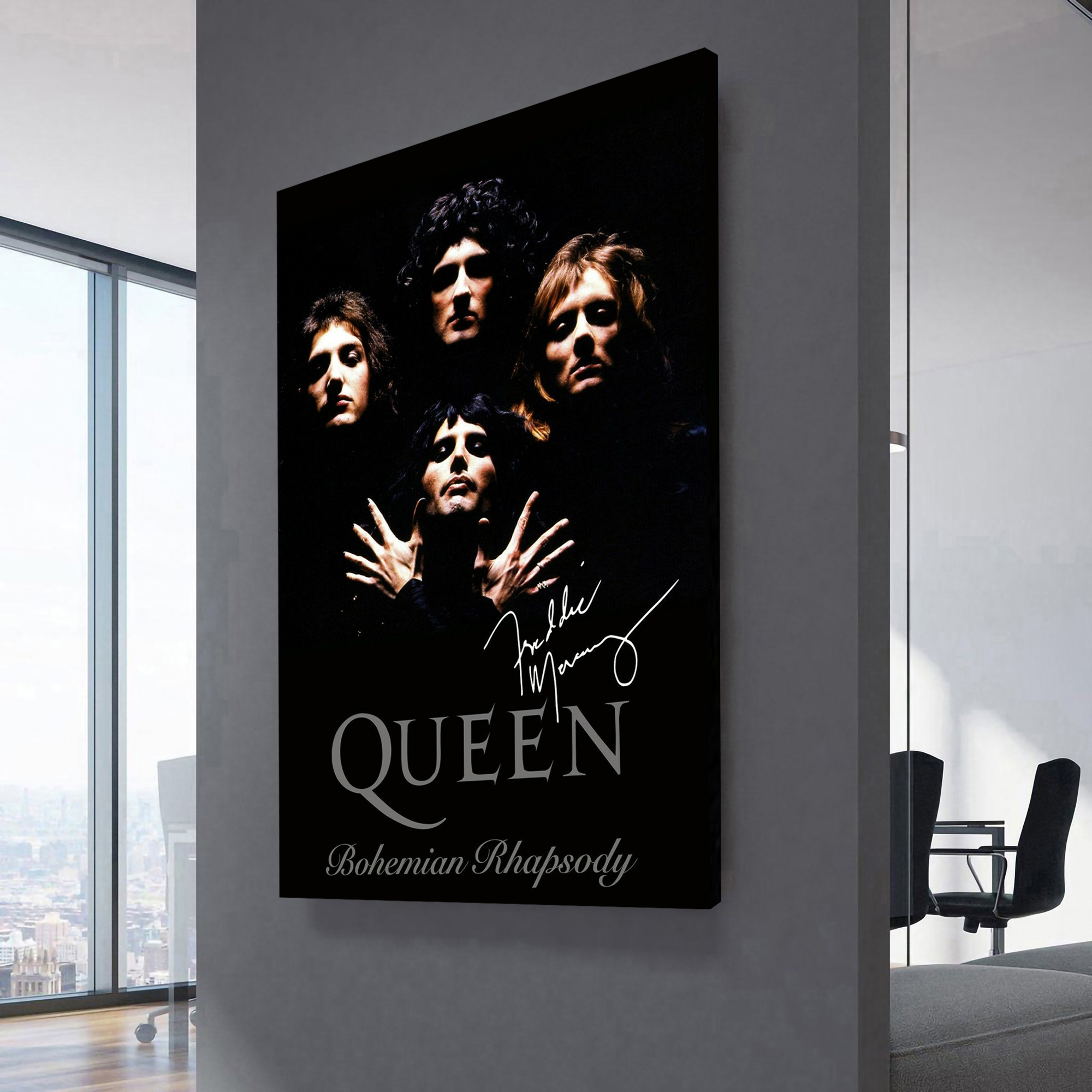 Queen Bohemian Rhapsody Poster signed by Freddie Mercury Canvas Wall Art