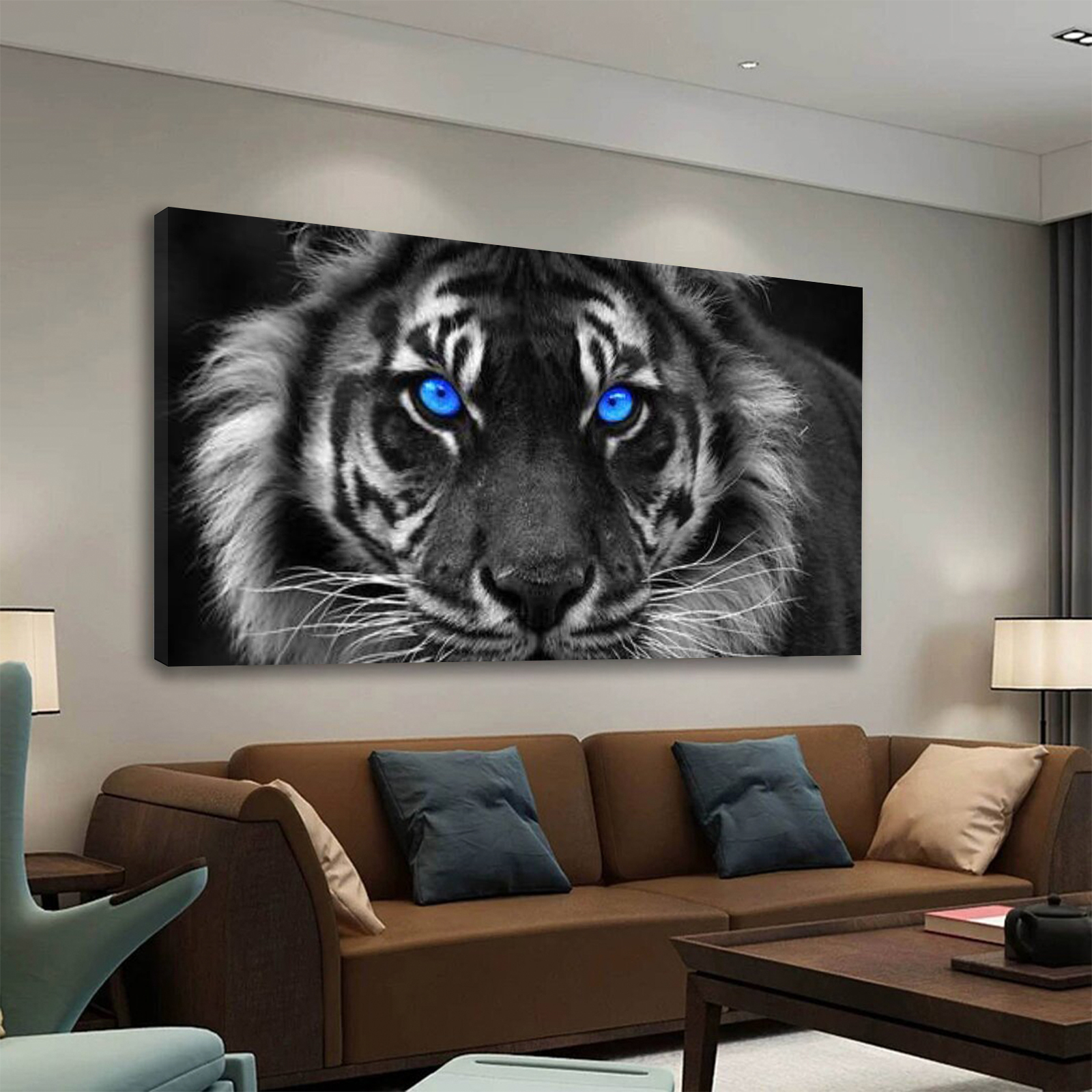 Blue Eyed Tiger Canvas Wall Art