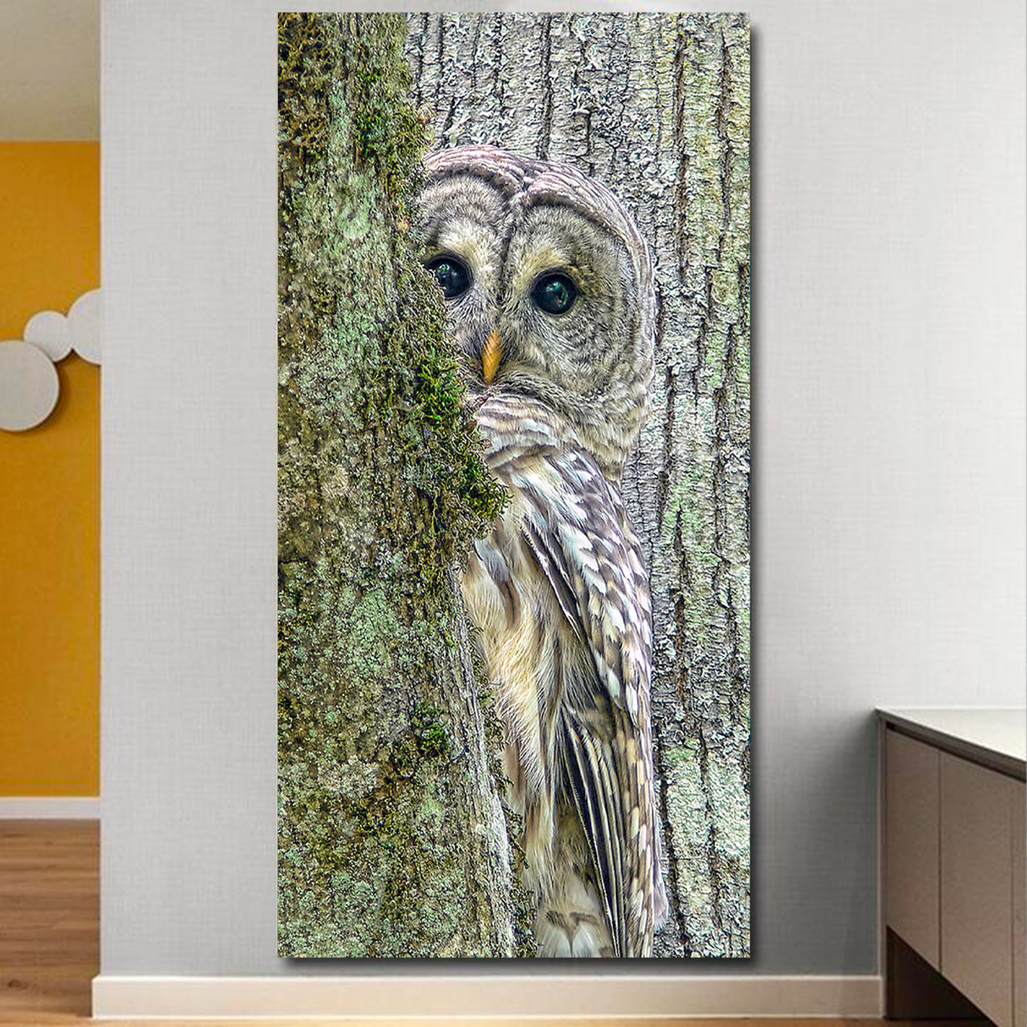 Barred Owl Peek a Boo Canvas Wall Art