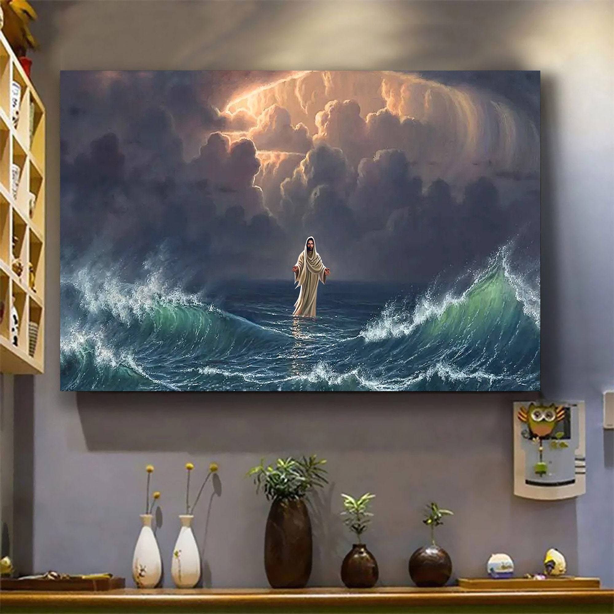 Jesus Christ Walks On Water Canvas Wall Art Print