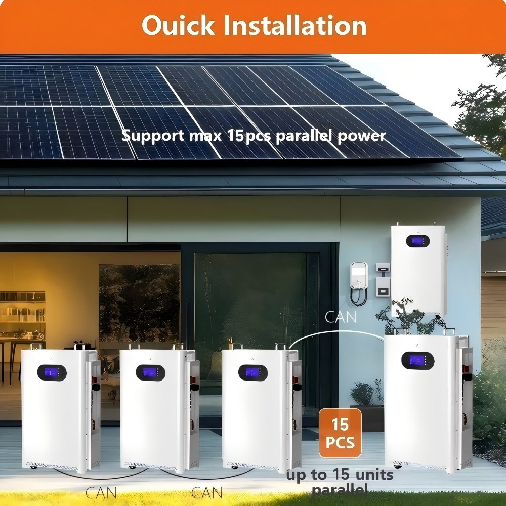 51.2V 320Ah LiFePO4 Battery 16kWh Lithium ion Solar Battery Mobile ESS With Active Balancer for Home Energy Storage System Backup Power for Home Grid-Tie Solar Power