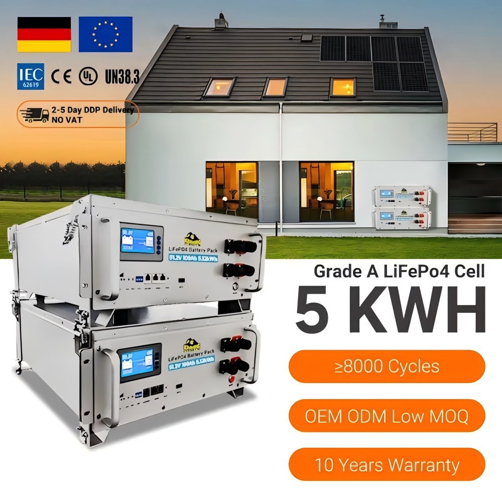 51.2V 100Ah LiFePO4 Battery,Batería Lifepo4,Deep Cycle Batteries,5kWh Lithium ion Solar Battery Mobile ESS With Active Balancer for Home Energy Storage System Backup Power for Home Grid-Tie Solar Power