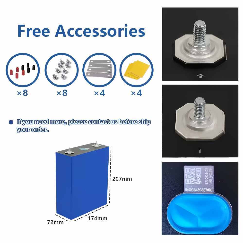 314Ah 3.2V LiFePO4 Cell Grade A Battery Deep Cycle Lithium Iron Phosphate Rechargeable Battery with QR Code,PV/Home Energy Storage Prismatic Batteries,Replacement Batteries for Solar Systems, Cars, RVs, Boats（4PCS）
