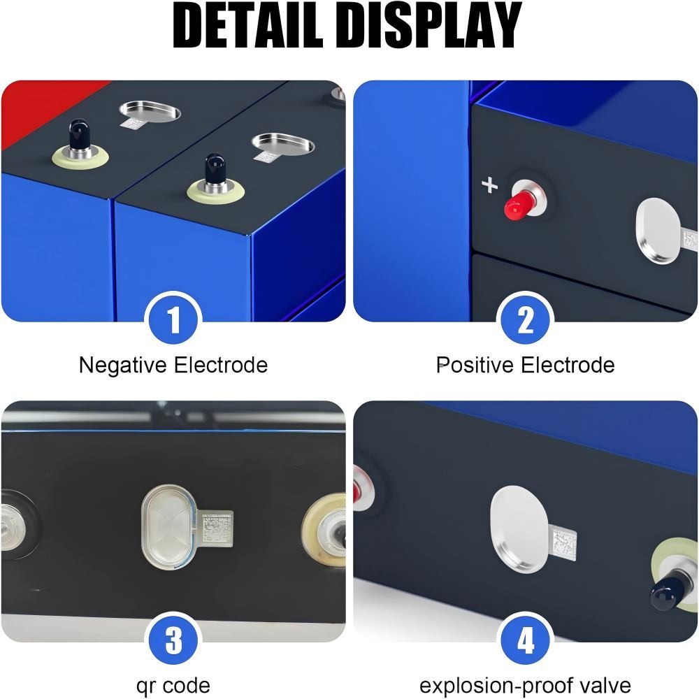 314Ah 3.2V LiFePO4 Cell Grade A Battery Deep Cycle Lithium Iron Phosphate Rechargeable Battery with QR Code,PV/Home Energy Storage Prismatic Batteries,Replacement Batteries for Solar Systems, Cars, RVs, Boats（4PCS）
